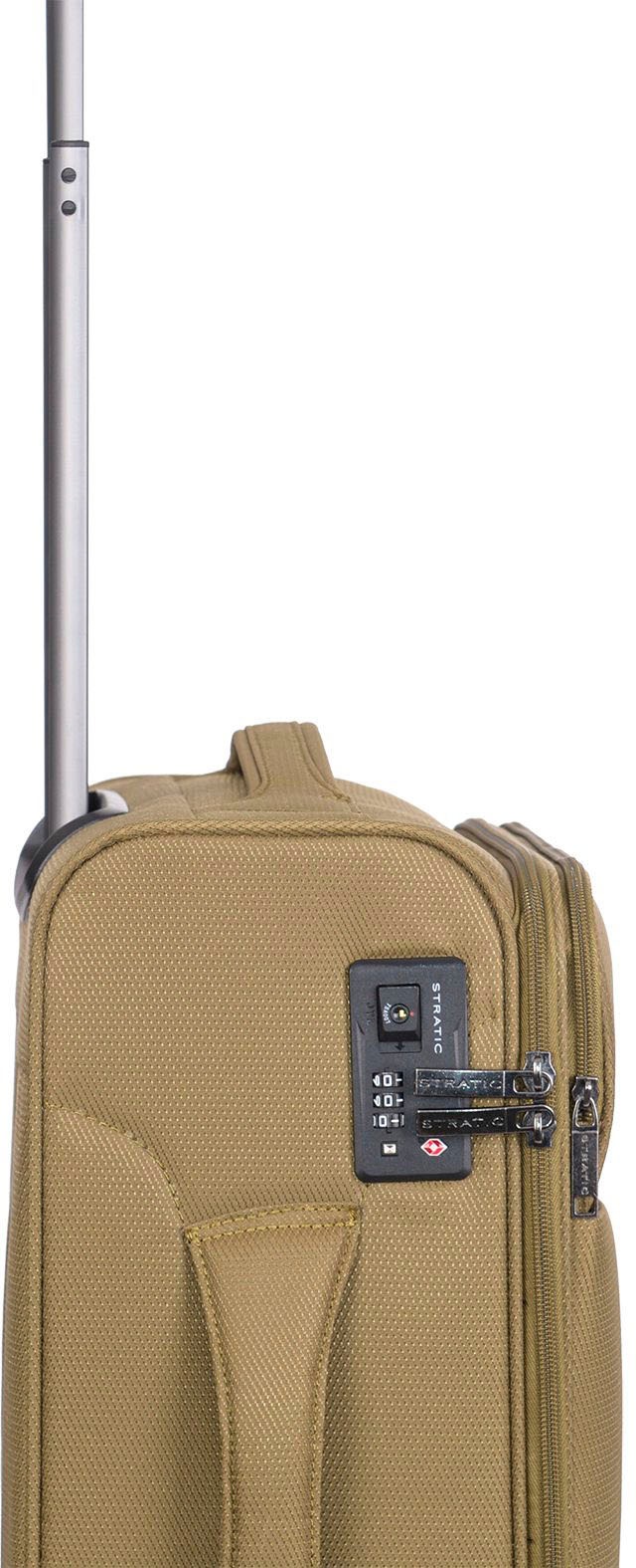 Stratic Weichgepäck-Trolley »Stratic Light + S, khaki«, 4 Rollen, Handgepäck Reisekoffer Reisegepäck TSA-Zahlenschloss