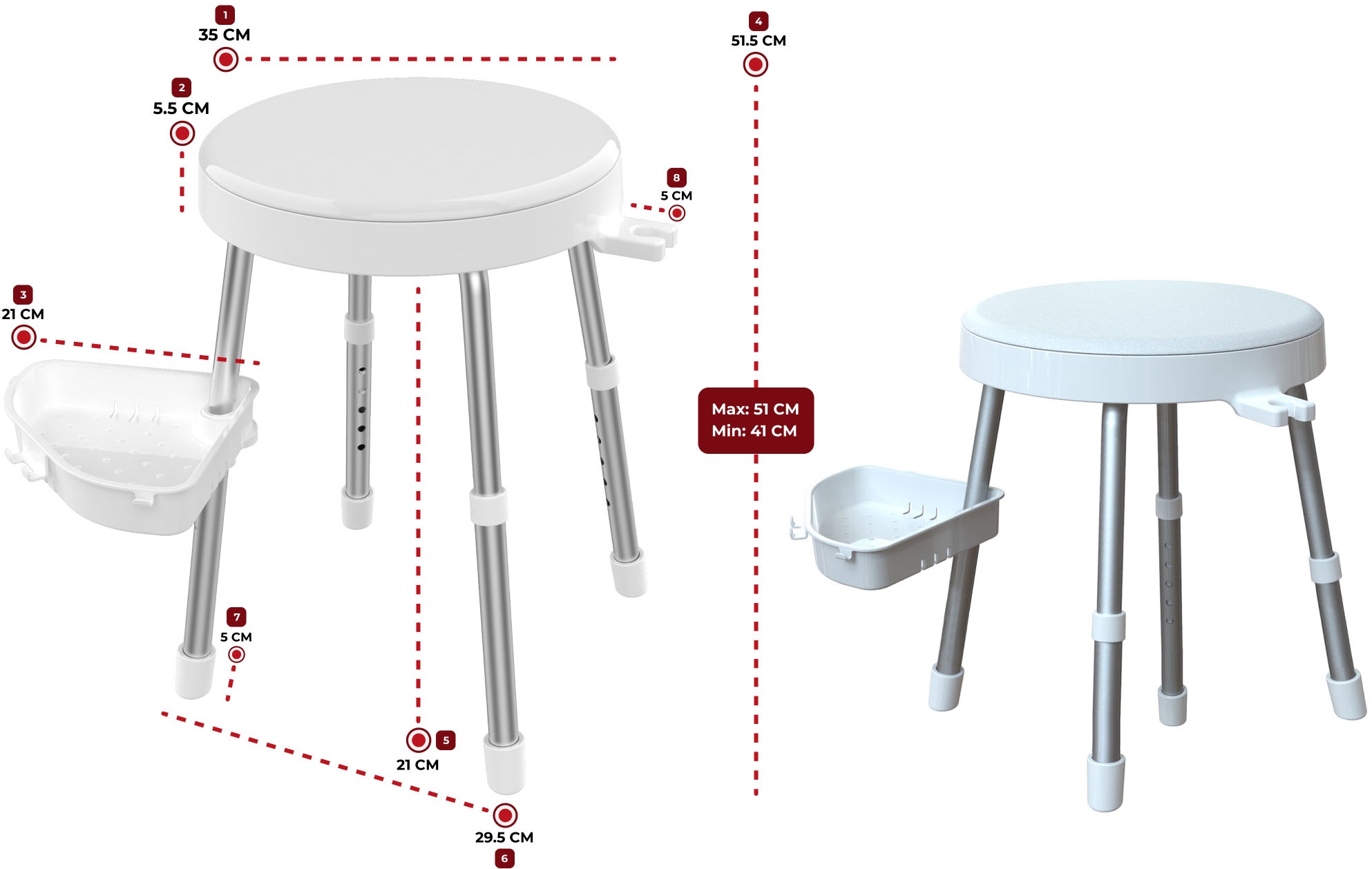 Bischof Dusch- und Badhocker »Rotate 2.0« belastbar bis 150 kg TÜV/GS geprü günstig online kaufen