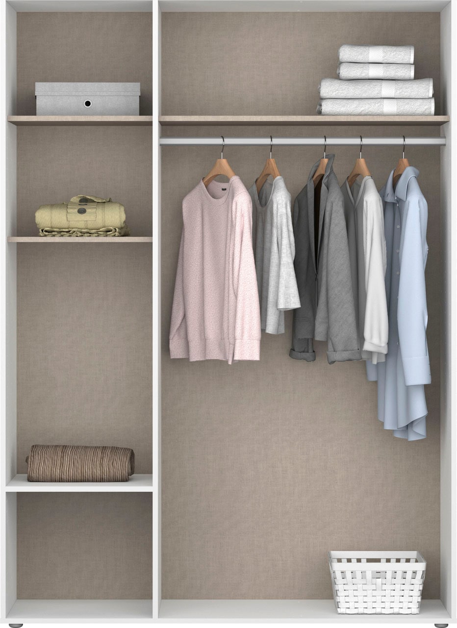 rauch Drehtürenschrank »Kleiderschrank Schrank Garderobe Wäscheschrank VOYAGER«, (in 3 verschiedenen Ausstattungen BASIC/CLASSIC/PREMIUM), moderne Griffe in Graumetallic mit Außenschubkästen MADE IN GERMANY