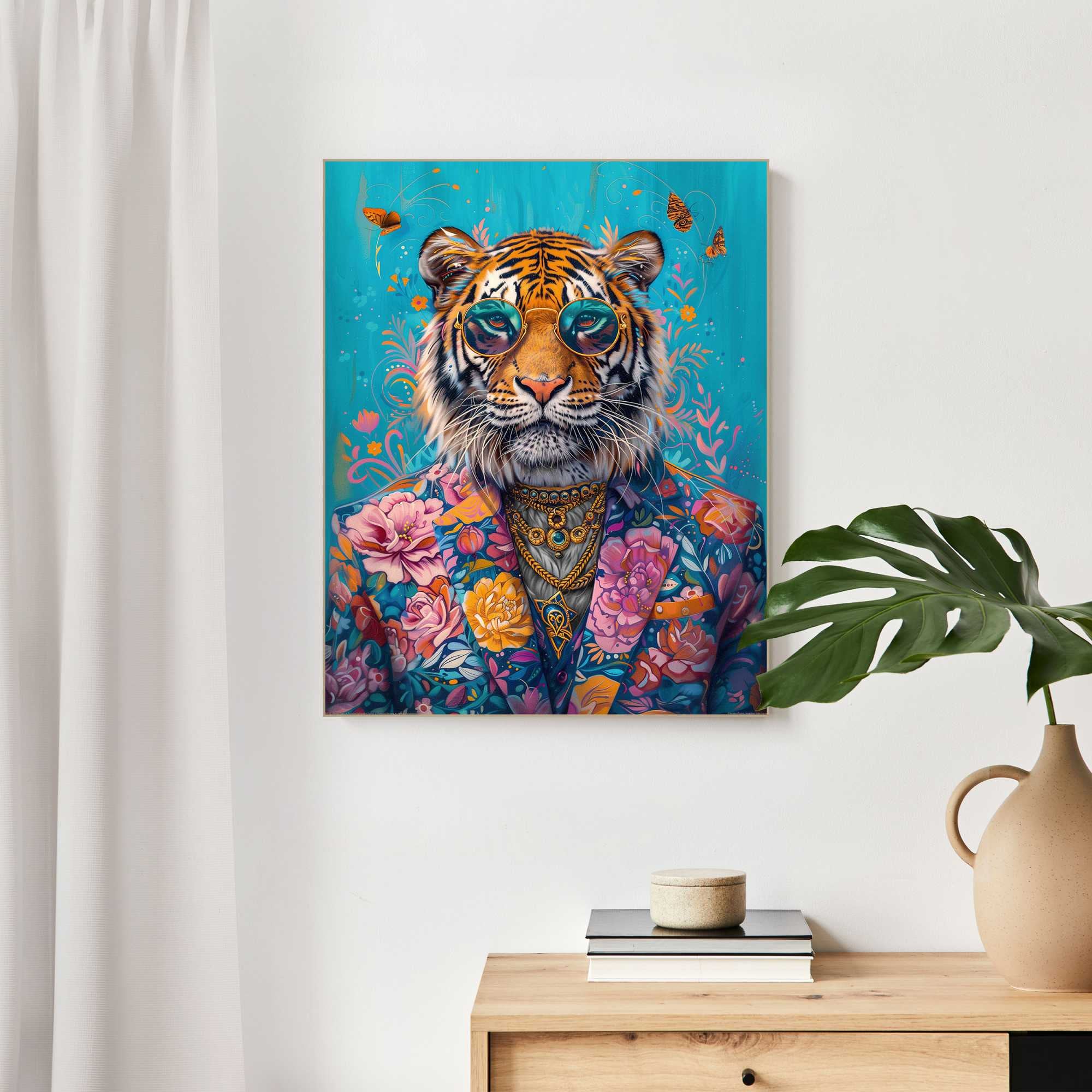 Reinders! Wandbild »Gekleideter Tiger«, Wohnzimmer - Mehrfarbig - MDF - Tiere - 50x40 cm