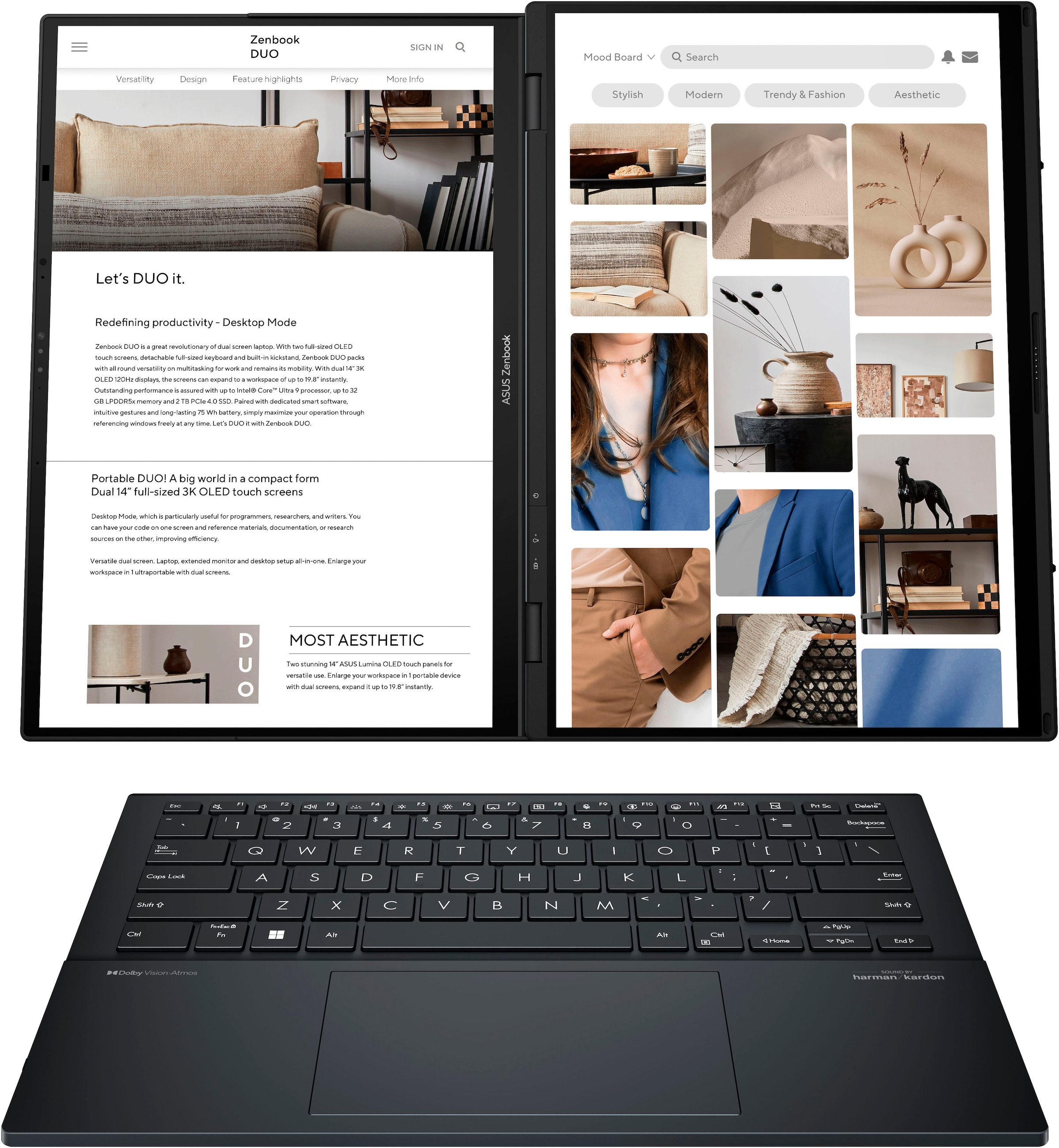 Asus Notebook »Zenbook Duo OLED UX8406MA-QL308X«, 35,6 cm, / 14 Zoll, Intel, Core Ultra 9, ARC, 2000 GB SSD, dual-screen