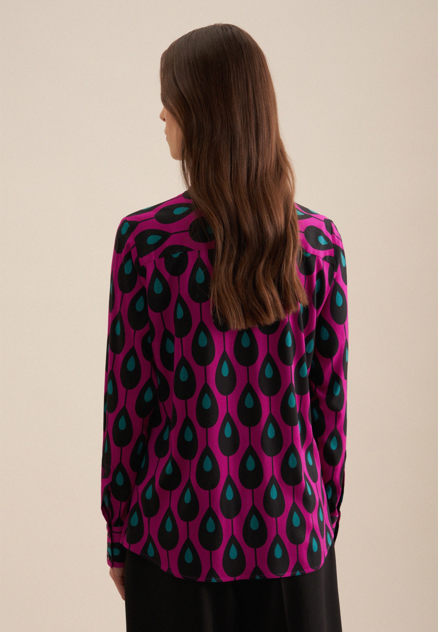 seidensticker Hemdbluse »Schwarze Rose«, Langarm Kragen Druck