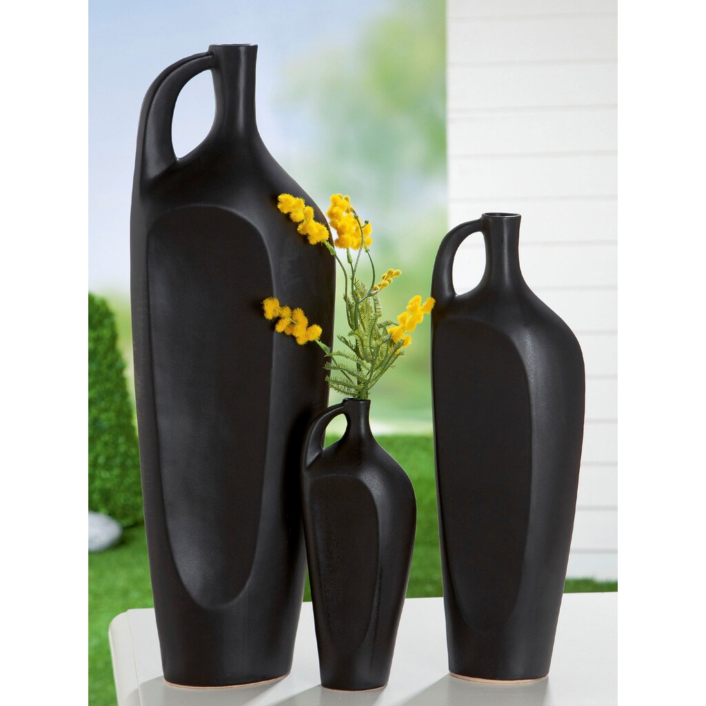 GILDE Tischvase »Flaschenvase Nera, Höhe ca. 55 cm«, (1 St.), dekorative Vase aus Keramik, Blumenvase, Einstielvase