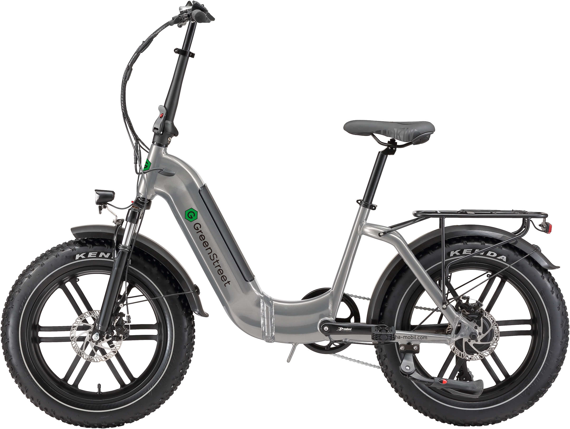 GreenStreet E-Bike »Tiefeinsteiger Klapprad GS5«, 7 Gang, Shimano, Heckmotor 250 W, (Set, 2 tlg., mit Akku-Ladegeräte, Fat Tires), Pedelec, Elektrofahrrad für Damen u. Herren