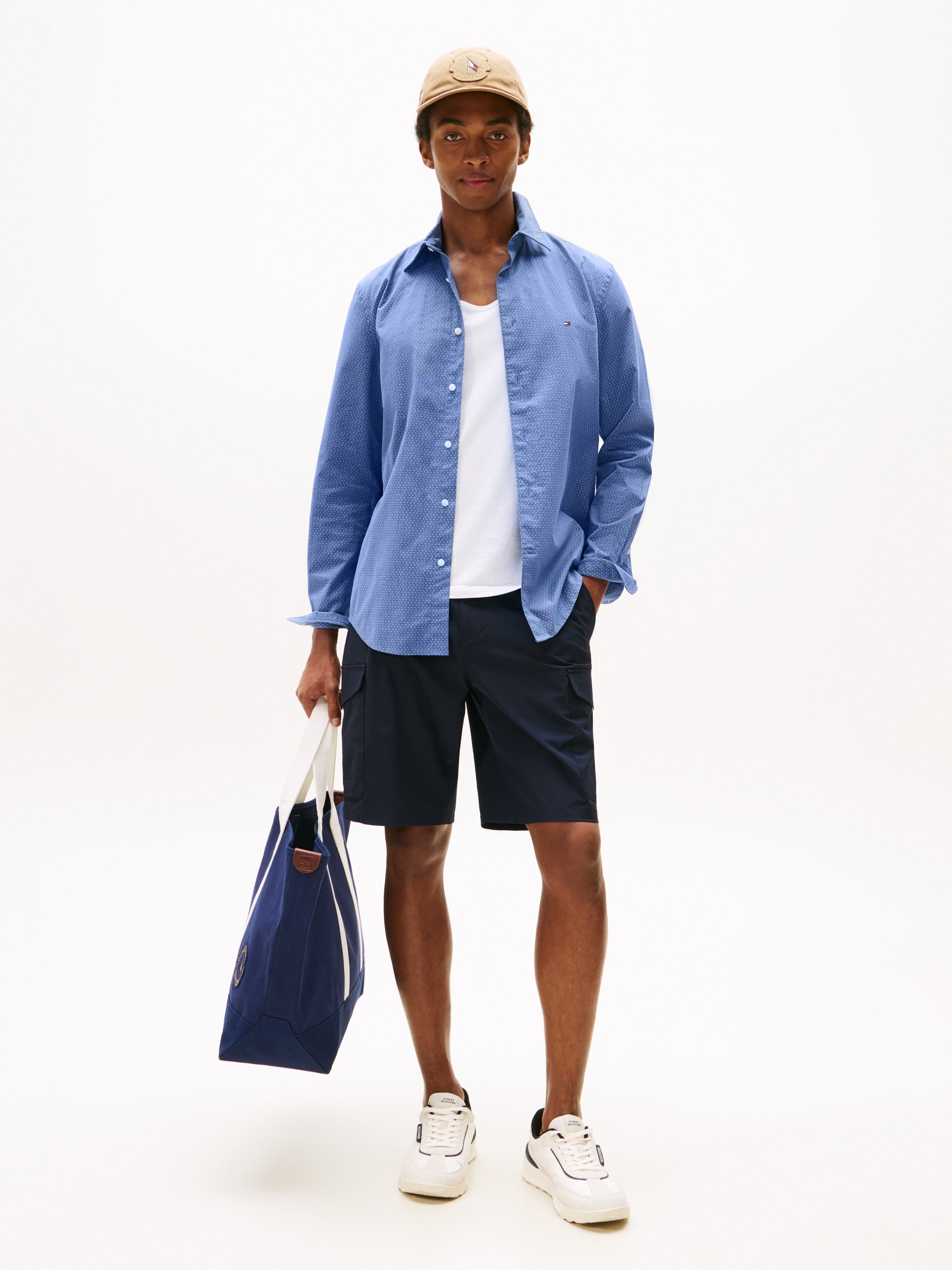 Tommy Hilfiger Langarmhemd »FLEX POPLIN MINI PRINT Regular Fit SHIRT« regular fit, Kentkragen