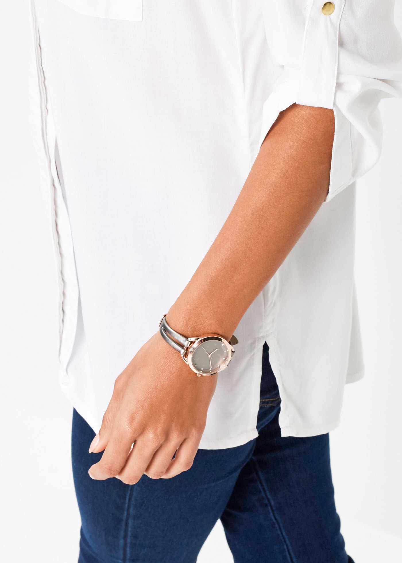 bonprix Tunika figurumspielende Passform, mit langem Arm, mit eingelegten Falten