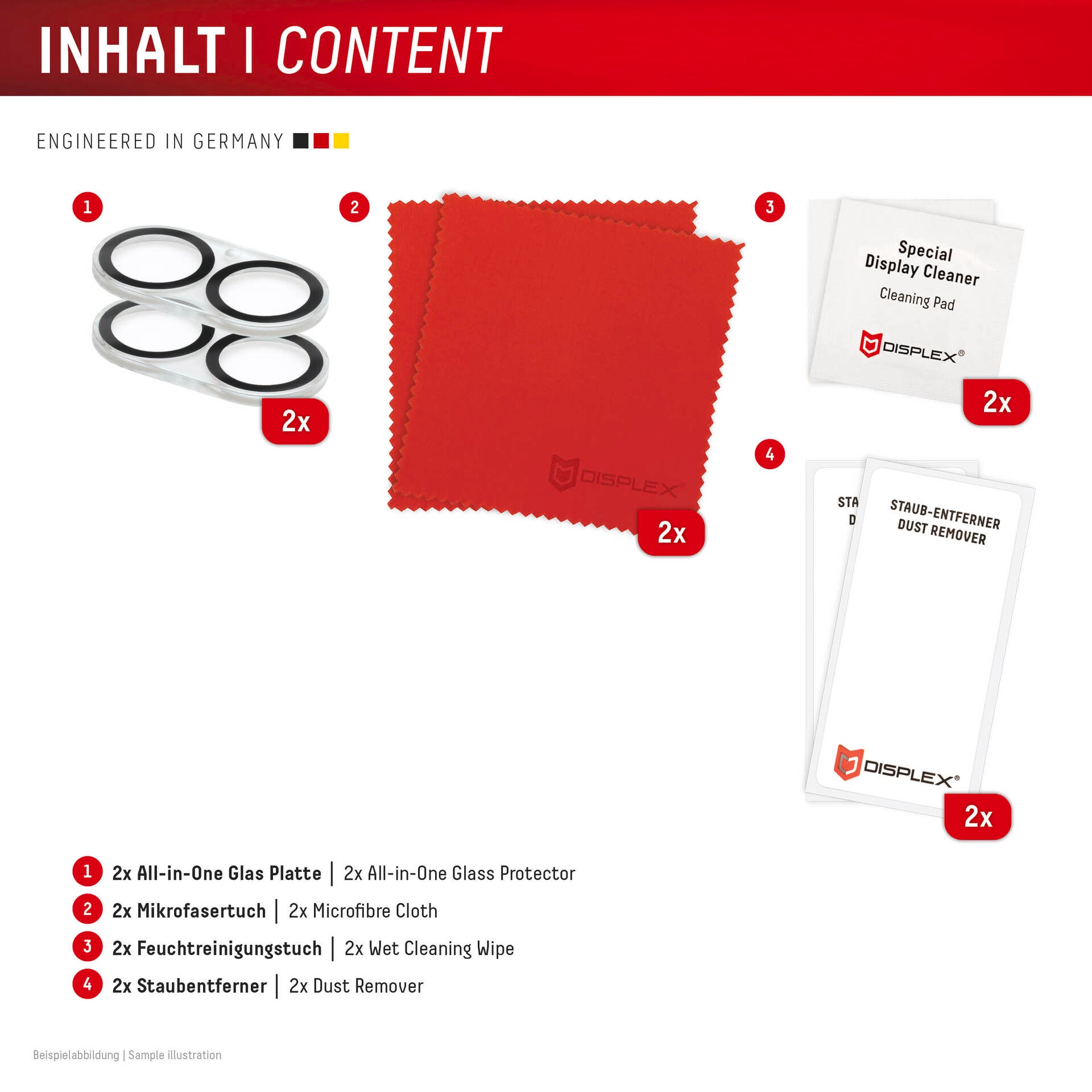 Displex Kameraschutzglas »Camera Lens Glass All-In-One Protector Full Cover« für Apple iPhone 16;Apple iPhone 16 Plus Packung, 2x All-In-One Glas,  Objektivschutz, Kameraschutz, kratz- & stoßfest