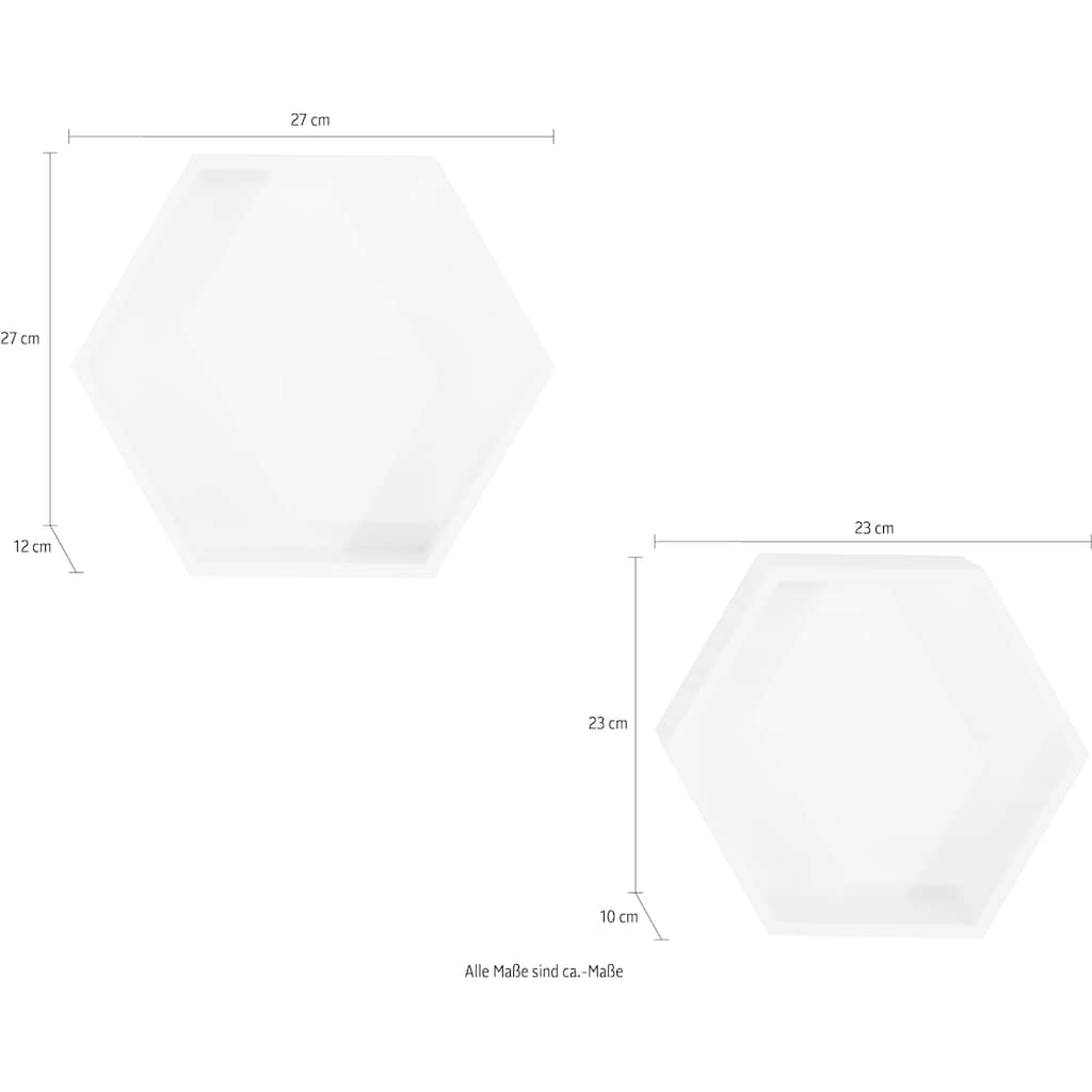 Lüttenhütt Deko-Wandregal »Hexagon«, (2er-Set)