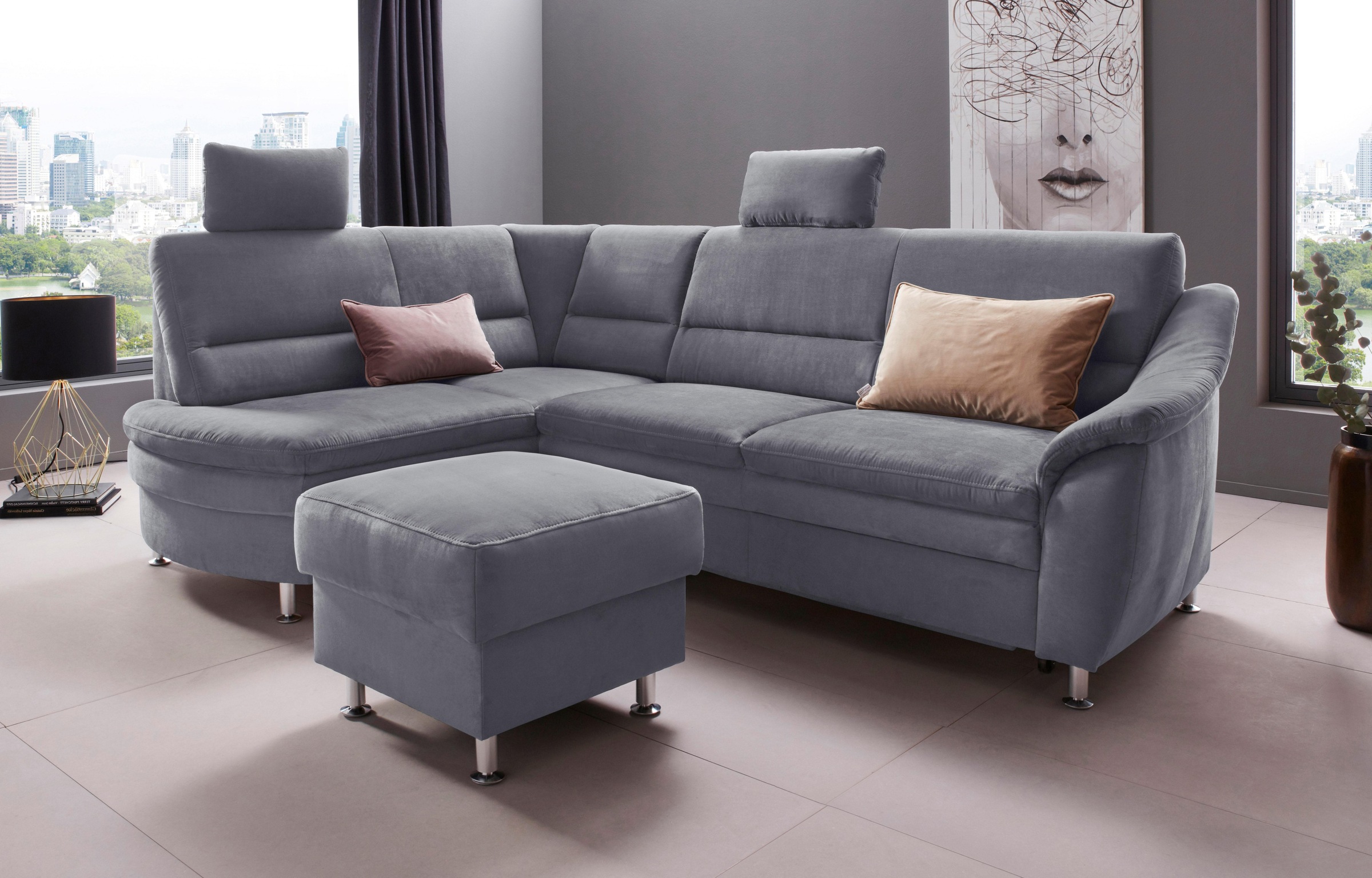 Places of Style Ecksofa »Cardoso L-Form«, Federkern, wahlweise mit Bett, Sc günstig online kaufen