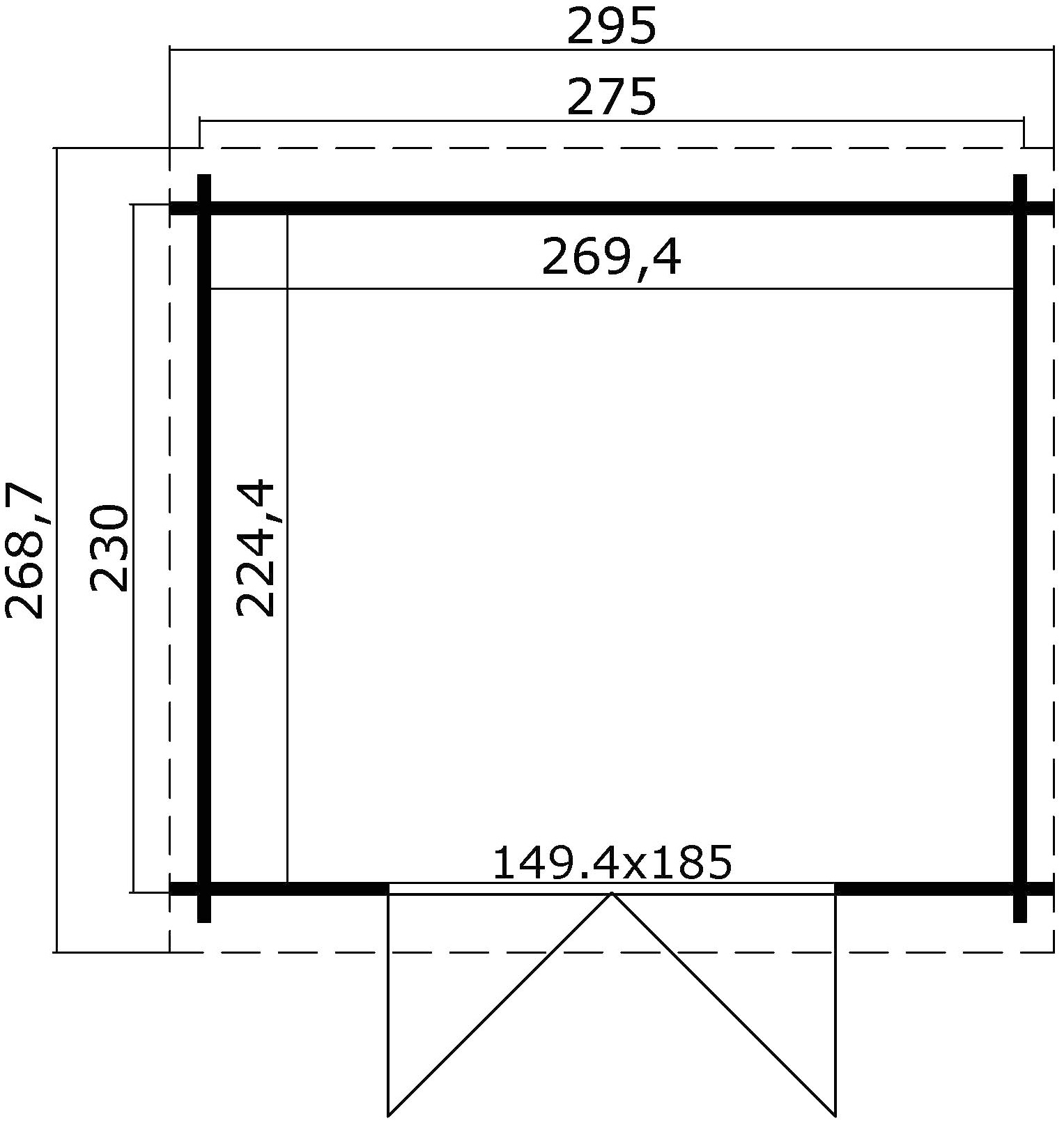 LASITA MAJA Gartenhaus »San Jose 230«, Blochbohlenhaus 28mm, Fundamentmass 2750x2300, Schwedenrot