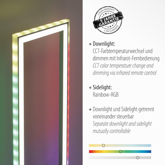 my home LED Stehlampe »Luan«, 2 flammig-flammig, Downlight: 2700-5000K,  Sidelight: Rainbow-RGB, Infrarot-Fernbed. inkl. auf Rechnung bestellen