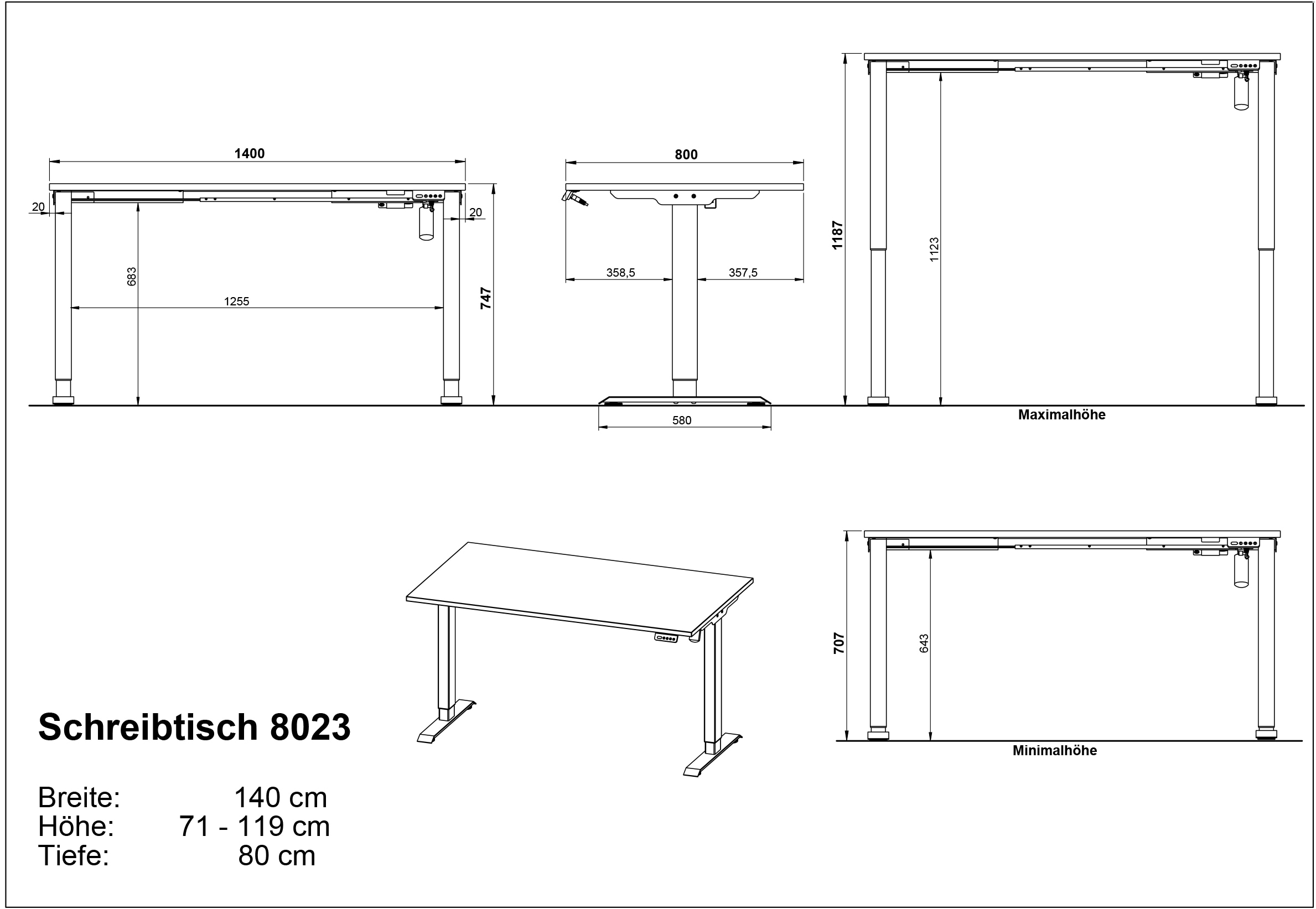 GERMANIA Büromöbel-Set »GW-Rovigo«, (3 tlg.), Schreibtisch elektrisch höhenverstellbar