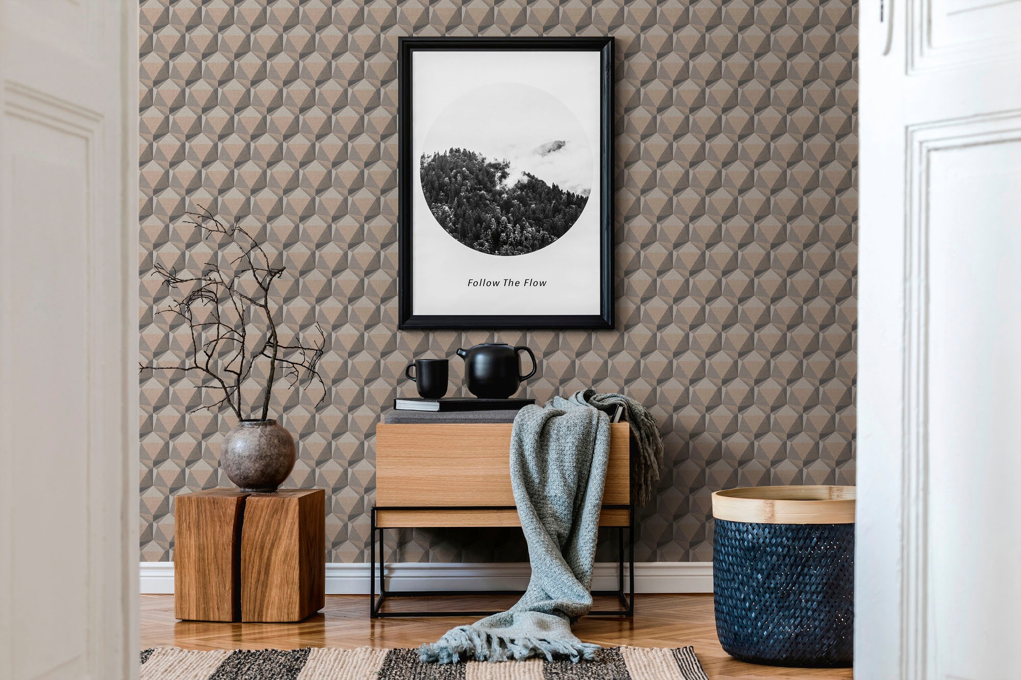 A.S. Création Vliestapete »Nara Grafisch 3D Effekt«, matt-gemustert-neutral, 3D Muster Grafiktapete Tapeten Wohnzimmer Schlafzimmer Küche Flur Büro