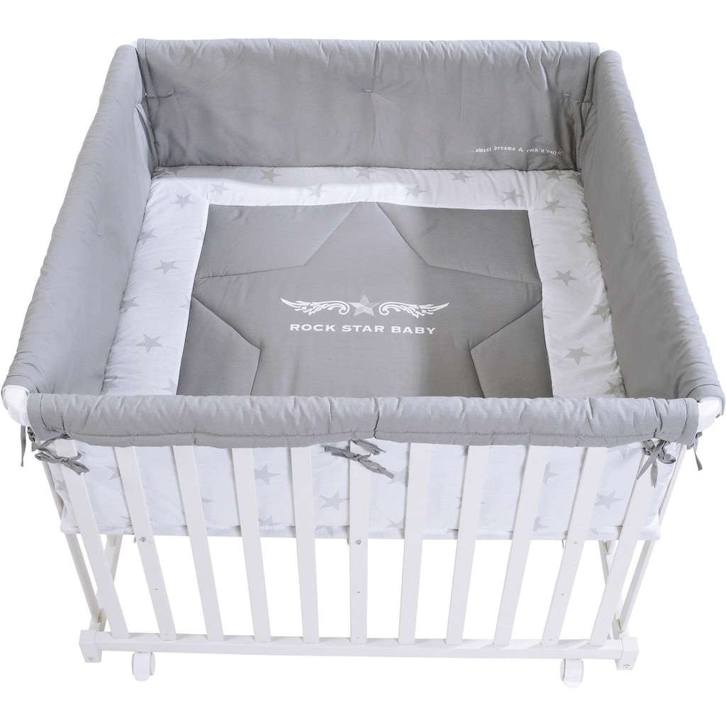 roba® Laufgitter »Rock Star Baby 2, 100x100 cm«, bis 1 kg, mit Stoffeinlage und Nestchen