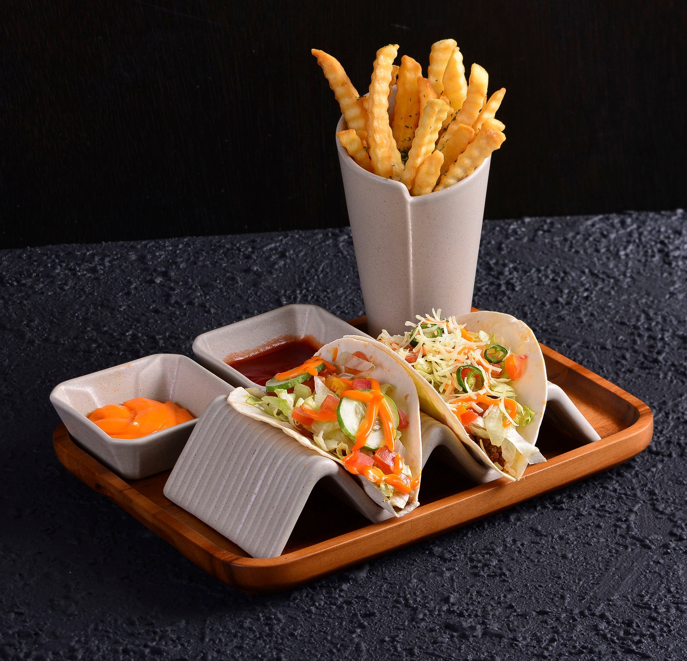 CreaTable Servierschale »Dip Bowl«, 4 tlg., aus Steinzeug, Dipschale, Snackschale, Topaktueller „Streat Food“ Trend