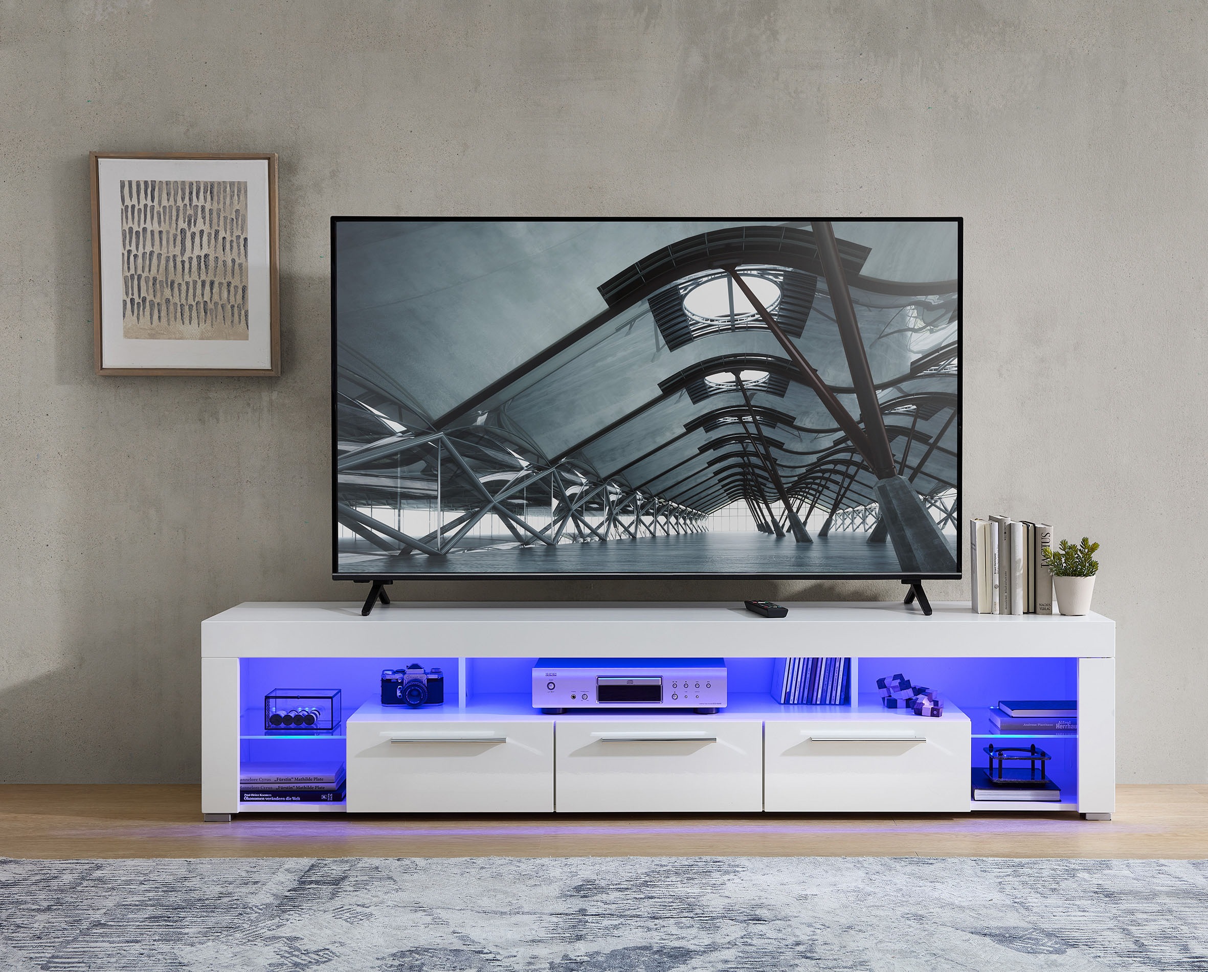 Stolkom TV-Schrank »Goal« 3 Schubkästen, 5 offenen Fächern, Stellmaß 200/44/44 cm