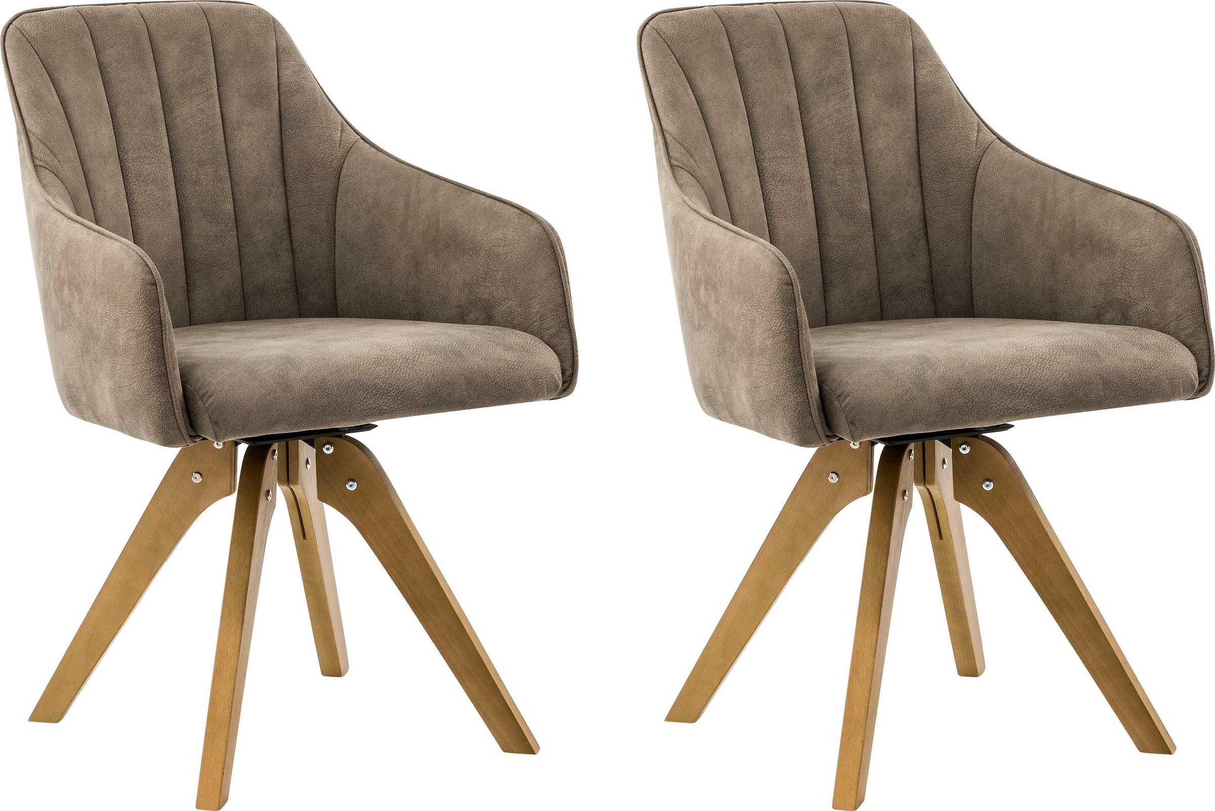 HOME AFFAIRE Drehstuhl »Formentor« (Set) 2 Stk.mit Rückensteppung schlamm + eichefarben