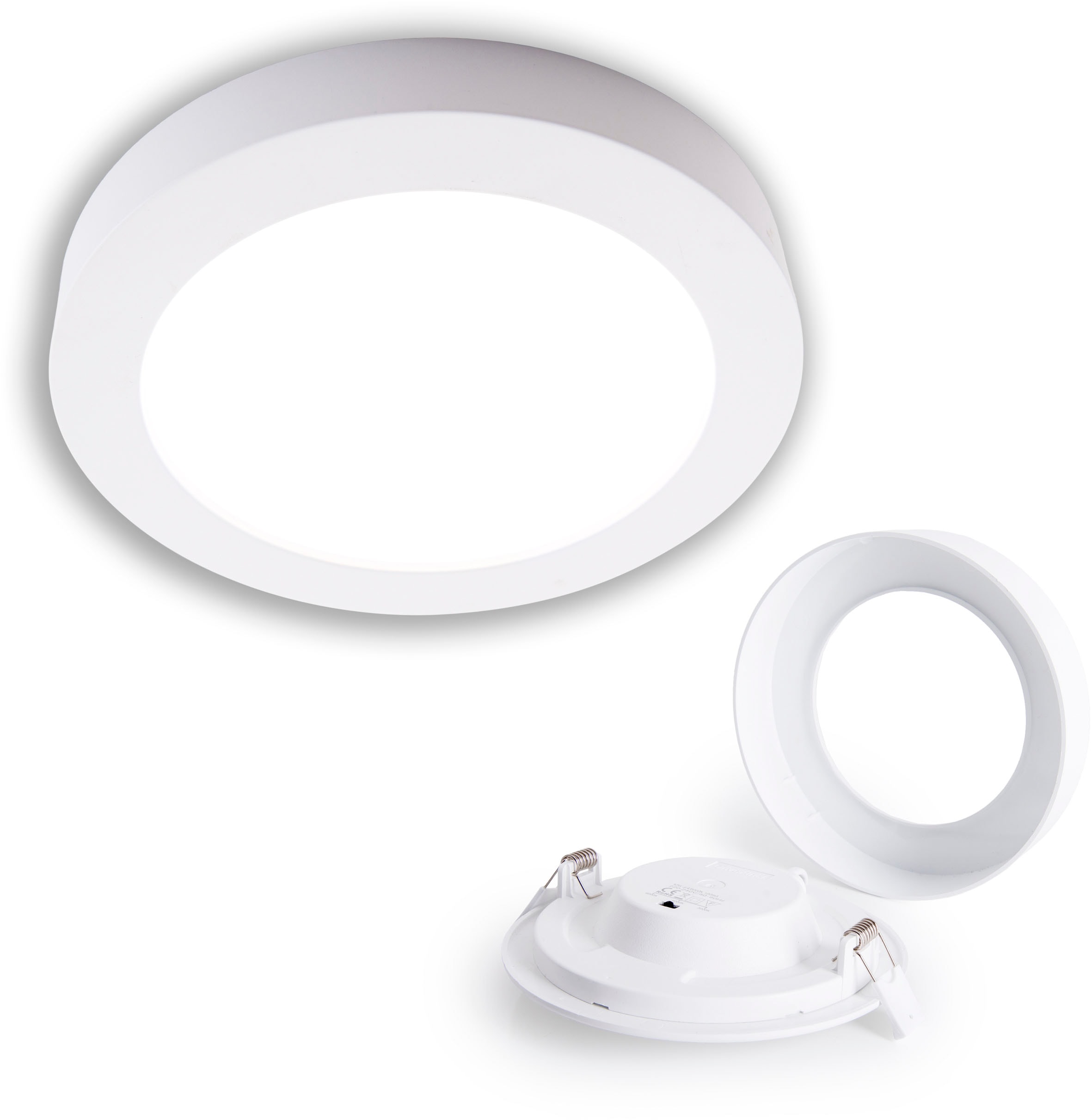 näve LED Einbauleuchte »Komplex«, 1 flammig, Leuchtmittel LED-Modul | LED fest integriert, auch Aufbau, CCT, Lichtfarbe über Geräteschalter einstellbar, rund