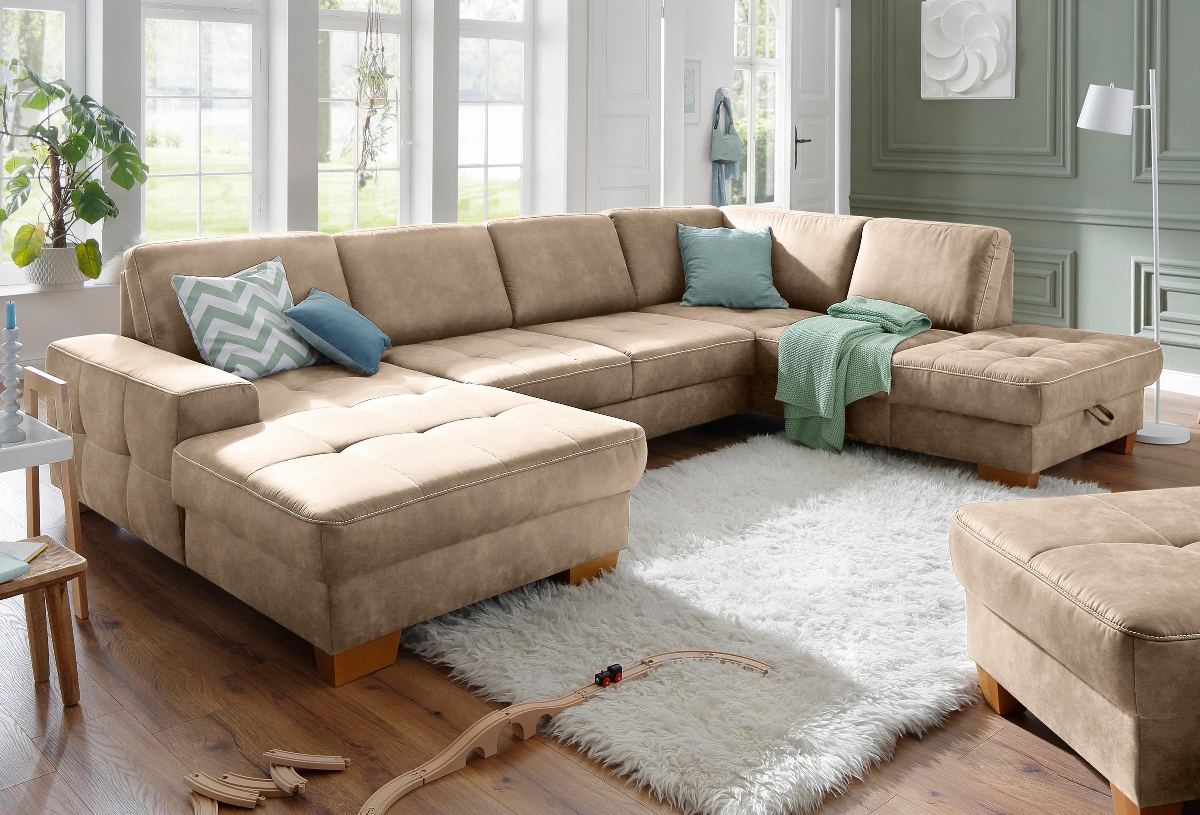 Home affaire Wohnlandschaft »Puccini U-Form«, mit Federkern, Sitztiefenvers günstig online kaufen