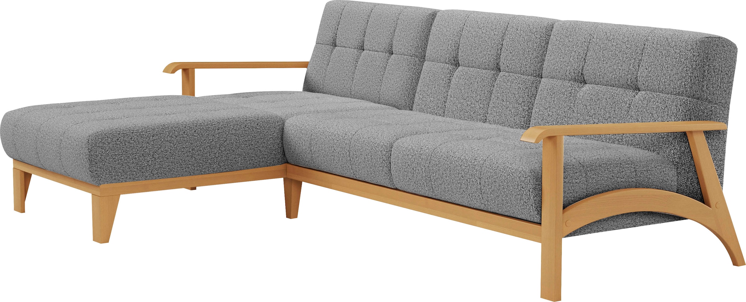 sit&more Ecksofa »Billund L-Form«, Armlehnen aus eichefarbigem Buchenholz, verschiedene Bezüge und Farben