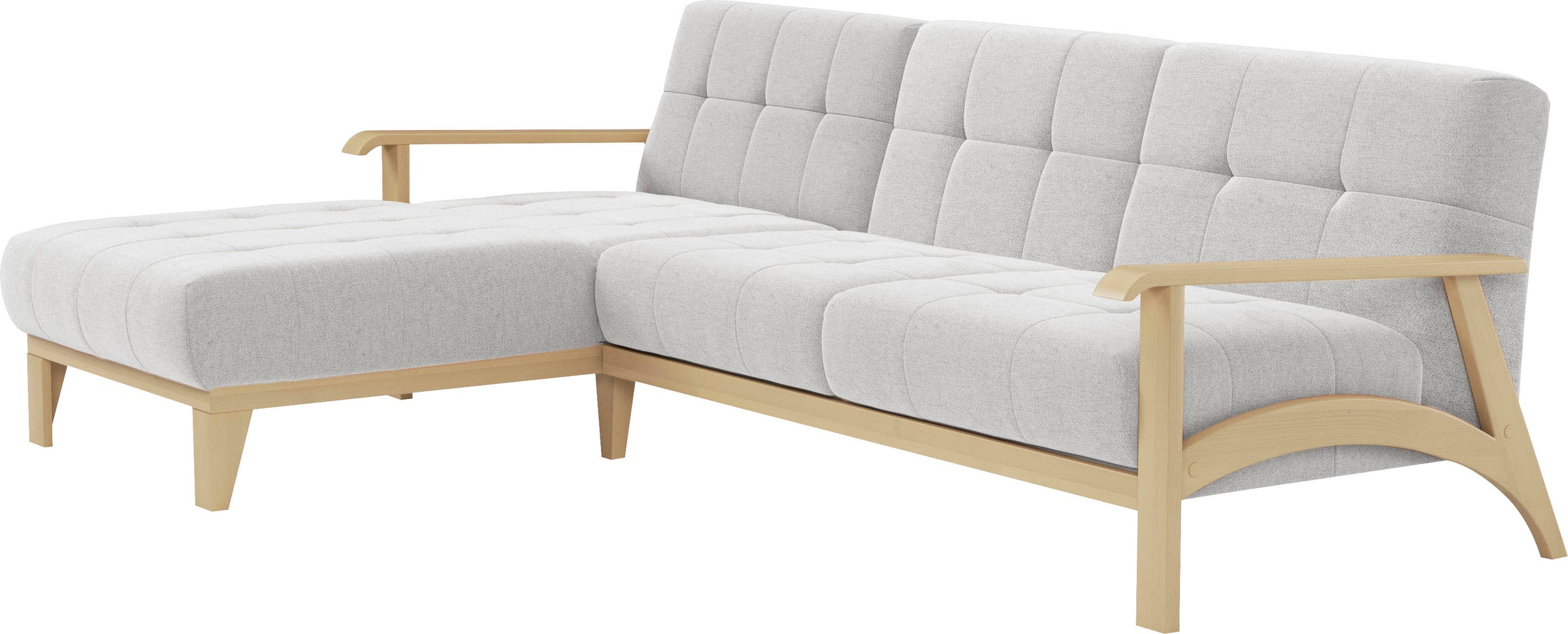 sit&more Ecksofa »Billund L-Form«, Armlehnen aus Buchenholz in natur, verschiedene Bezüge und Farben