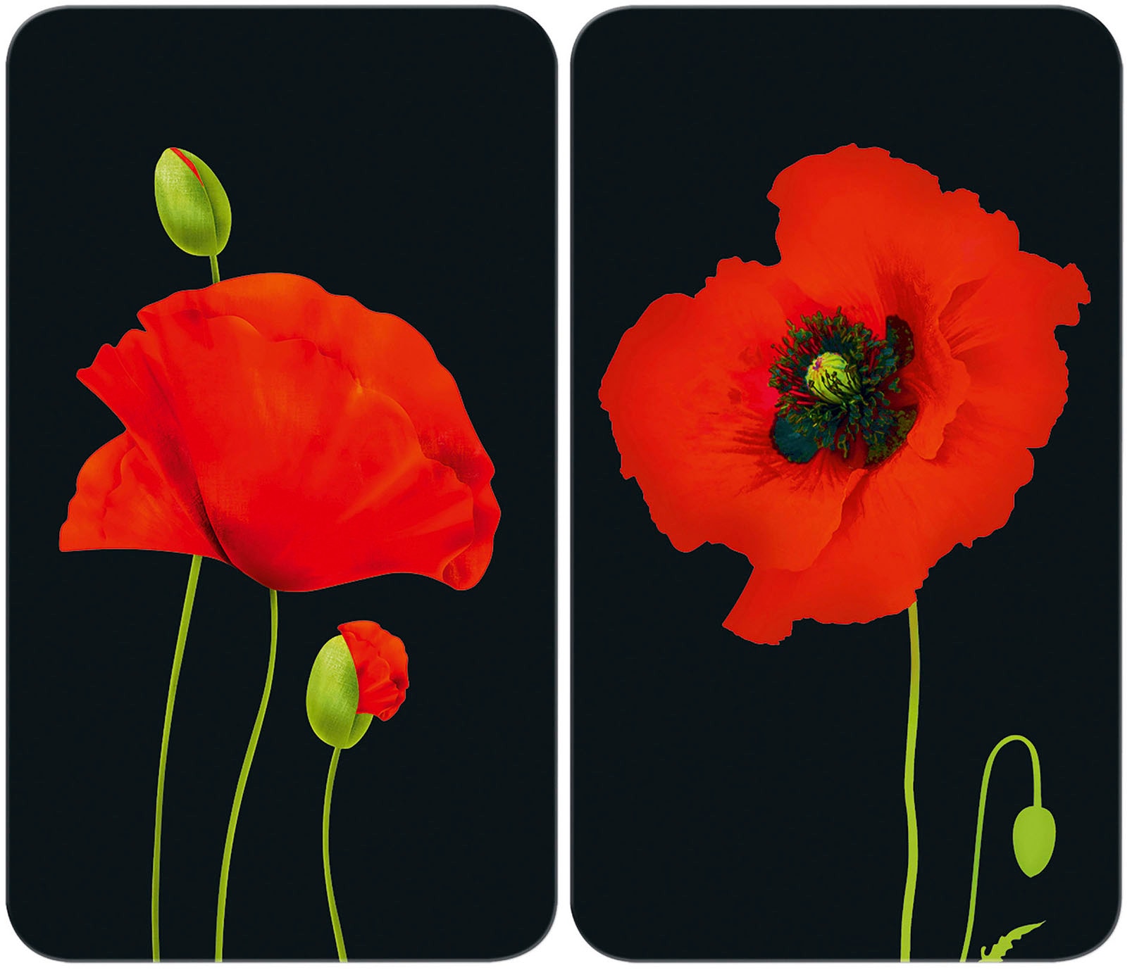 WENKO Herd-Abdeckplatte »Universal Modell Mohn«, (Set, 2 tlg.), Herdabdeckung für alle Herdarten, kratzfest, mit rutschfesten Füßen