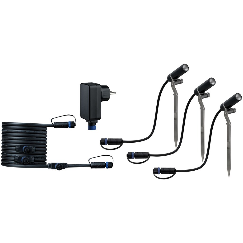 Paulmann LED Gartenstrahler »Plug & Shine«, 3 flammig-flammig, LED-Modul, 3000K 24V Anthrazit