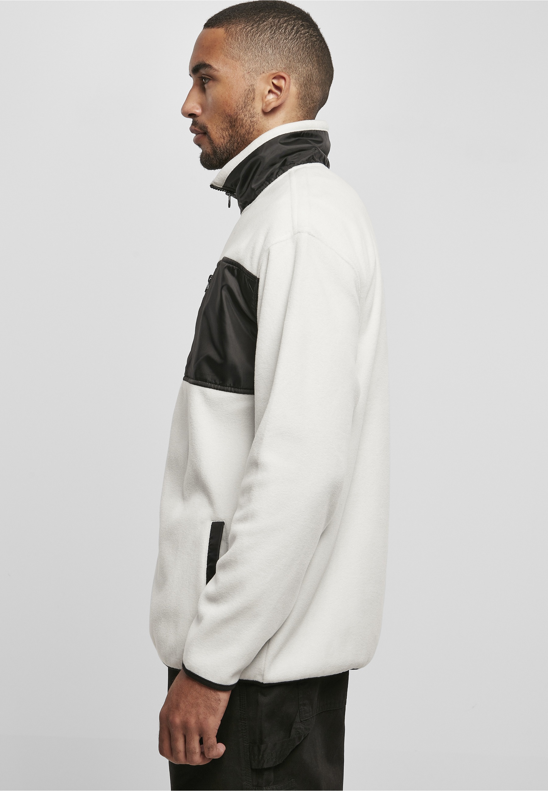 URBAN CLASSICS Fleecejacke »Urban Classics Herren Patched Micro Fleece Jacket« 1 Stk. tlg. ohne Kapuze