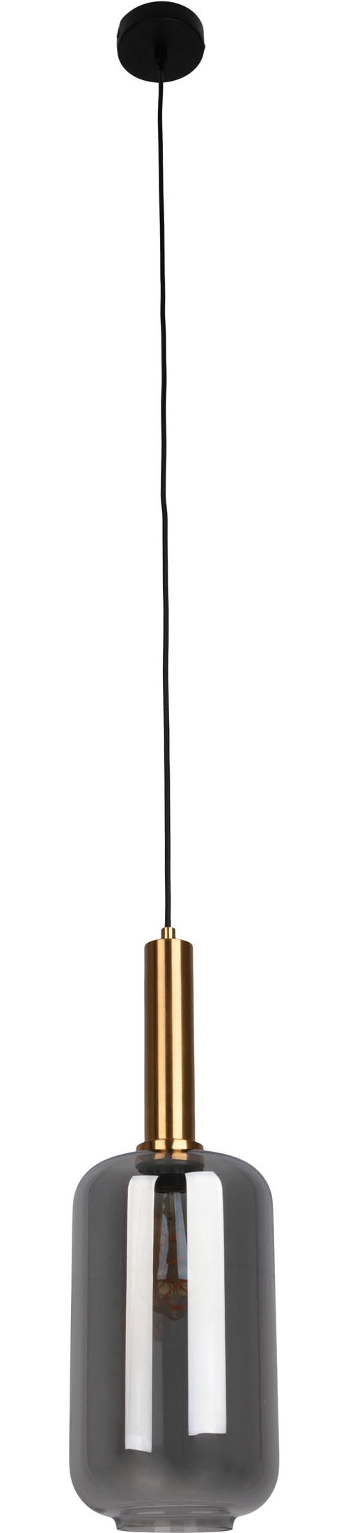 näve Pendelleuchte »Fumo« E27 1 Stk. aus Metall in Schwarz und Gold und Rauchglas, Ø ca. 22 cm, Höhe 150 cm