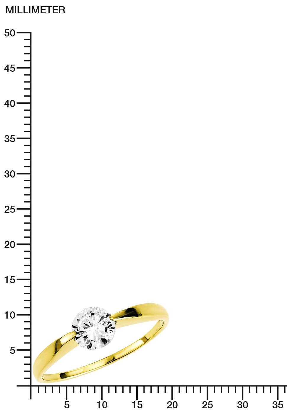 Amor Fingerring »Schmuck Geschenk Solitär Ring LIEBE, Glitzerstein Gold 333«, mit Zirkonia (synth.)