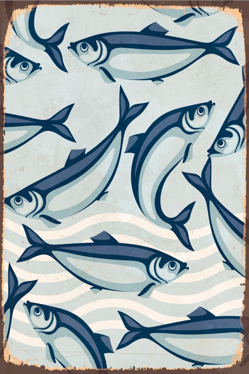 queence Metallbild »Maritim«, Tiere, (1 St.), Stahlschild, Blechschild, Fische