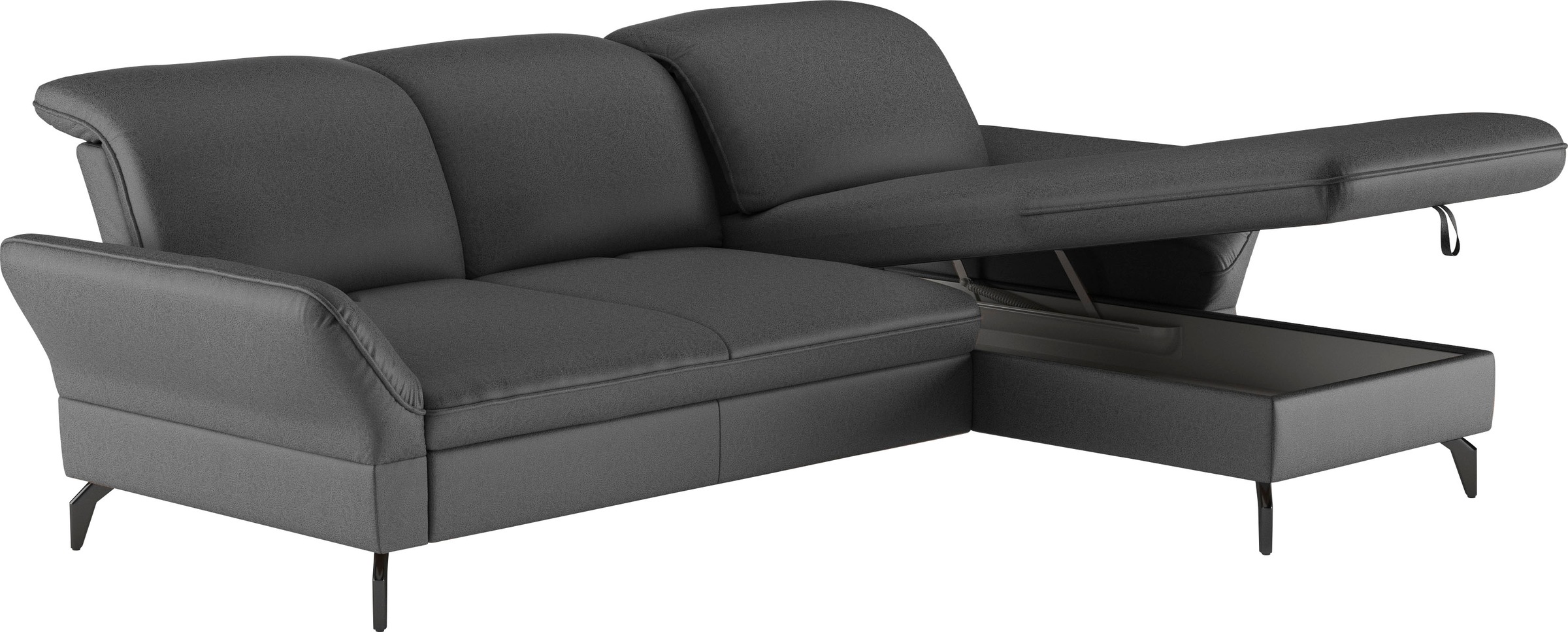 sit&more Ecksofa »Leandro L-Form«, Wahlweise mit Bett-, Kopfteil - und Armlehnfunktion, sowie Bettkasten