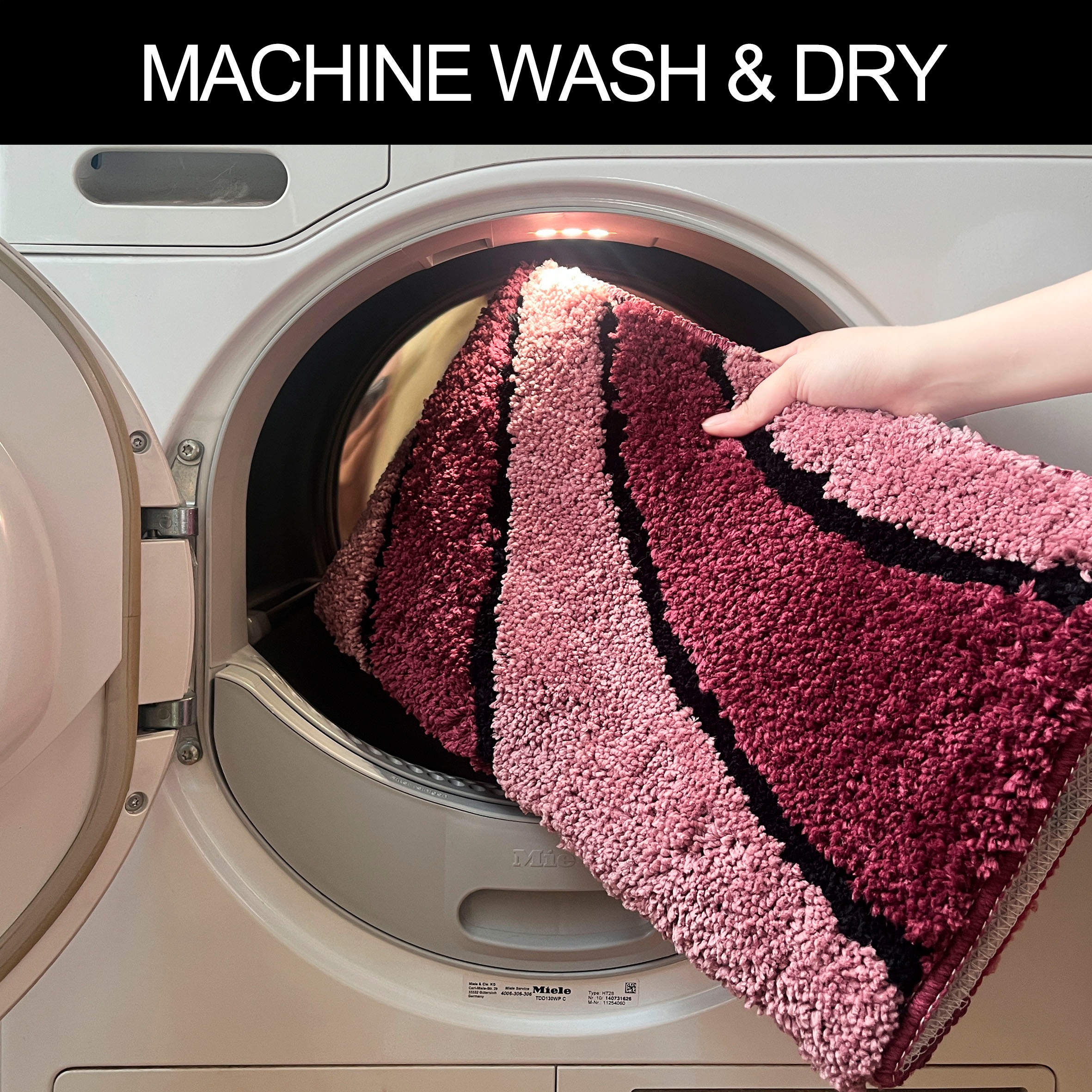my home Badematte »Anna, Badvorleger, Badezimmer Teppich«, rutschhemmend beschichtet, fußbodenheizungsgeeignet-schnell trocknend, Badteppich, Hoch Tief Effekt, Modern, Weich, Wellen