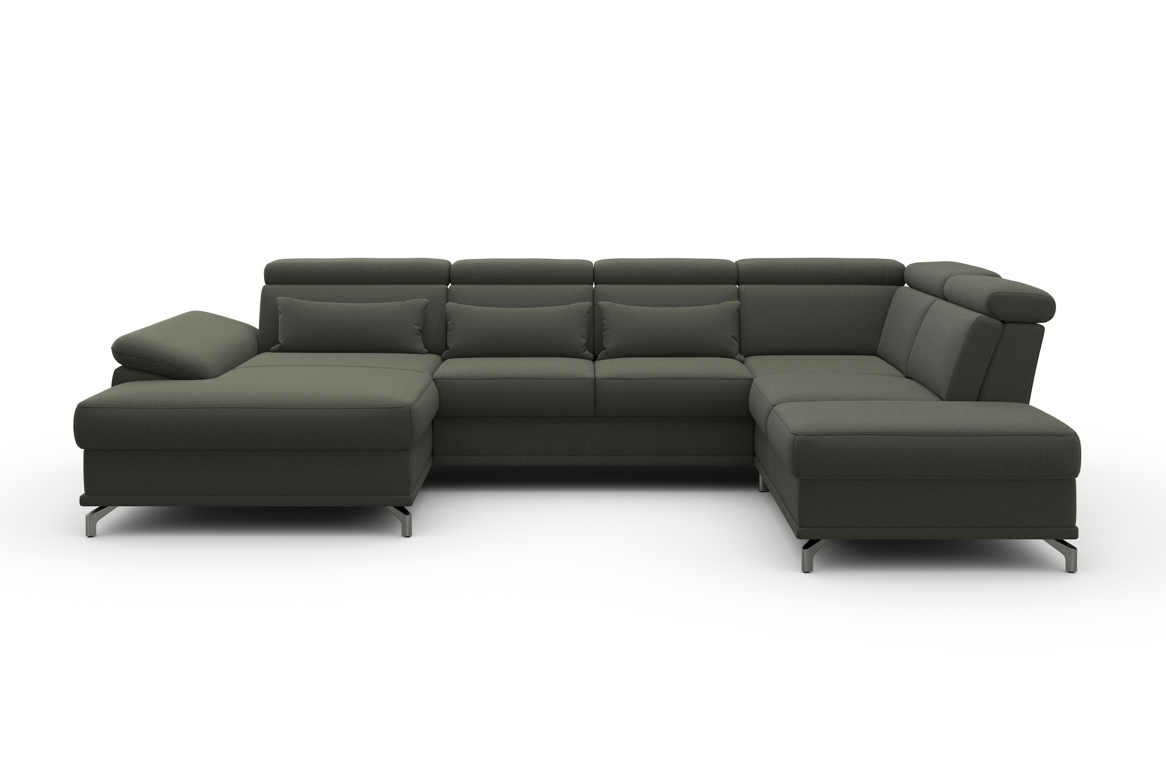 sit&more Wohnlandschaft »Cabrio U-Form, mit Sitztiefenverstellung, Arm- und Kopfteilverstellung«, 3 Nierenkissen, Federkern, optional Bettfunktion und Stauraum