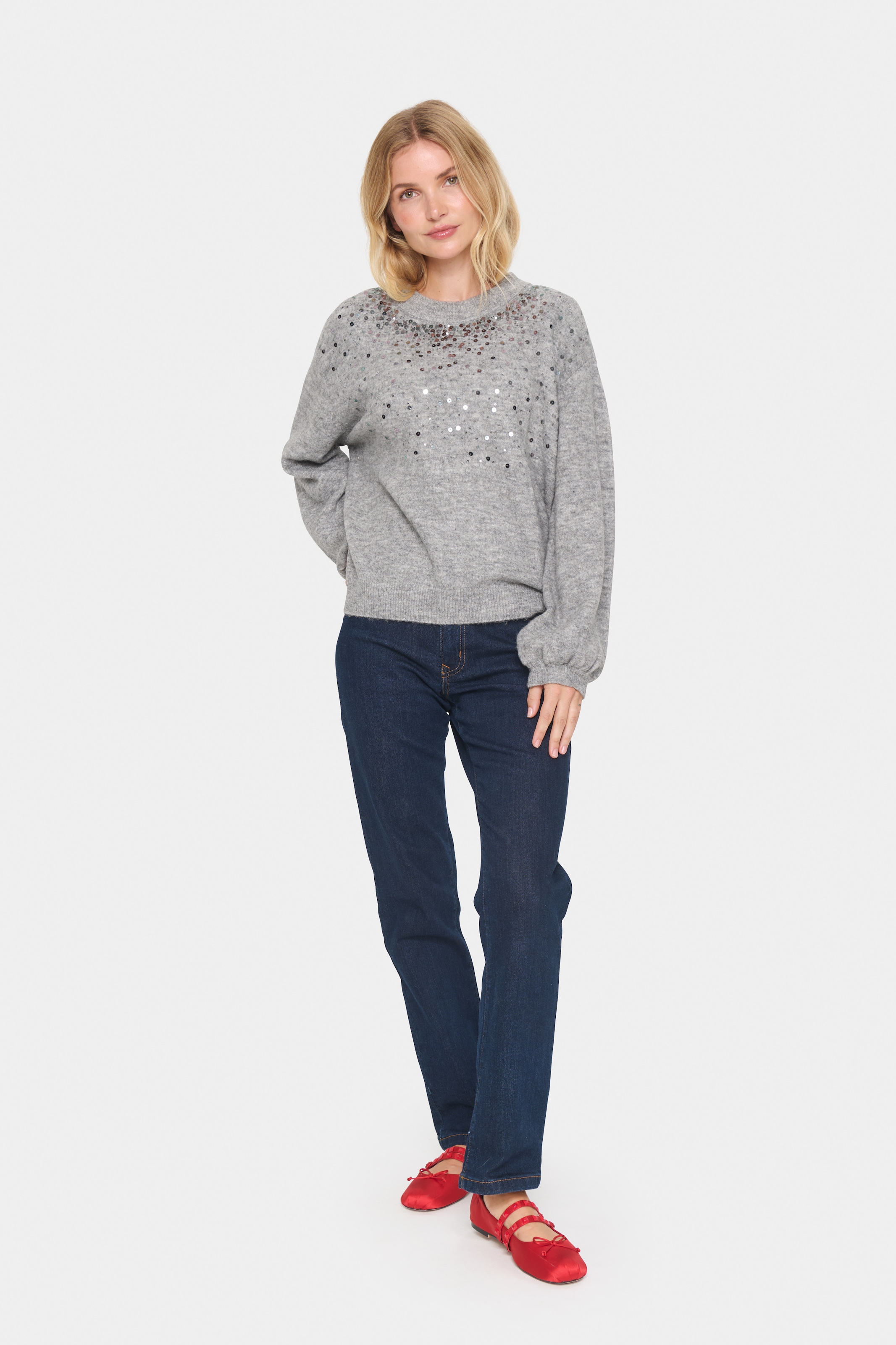 Saint Tropez Strickpullover »BarbelSZ Pullover« mit Pailletten