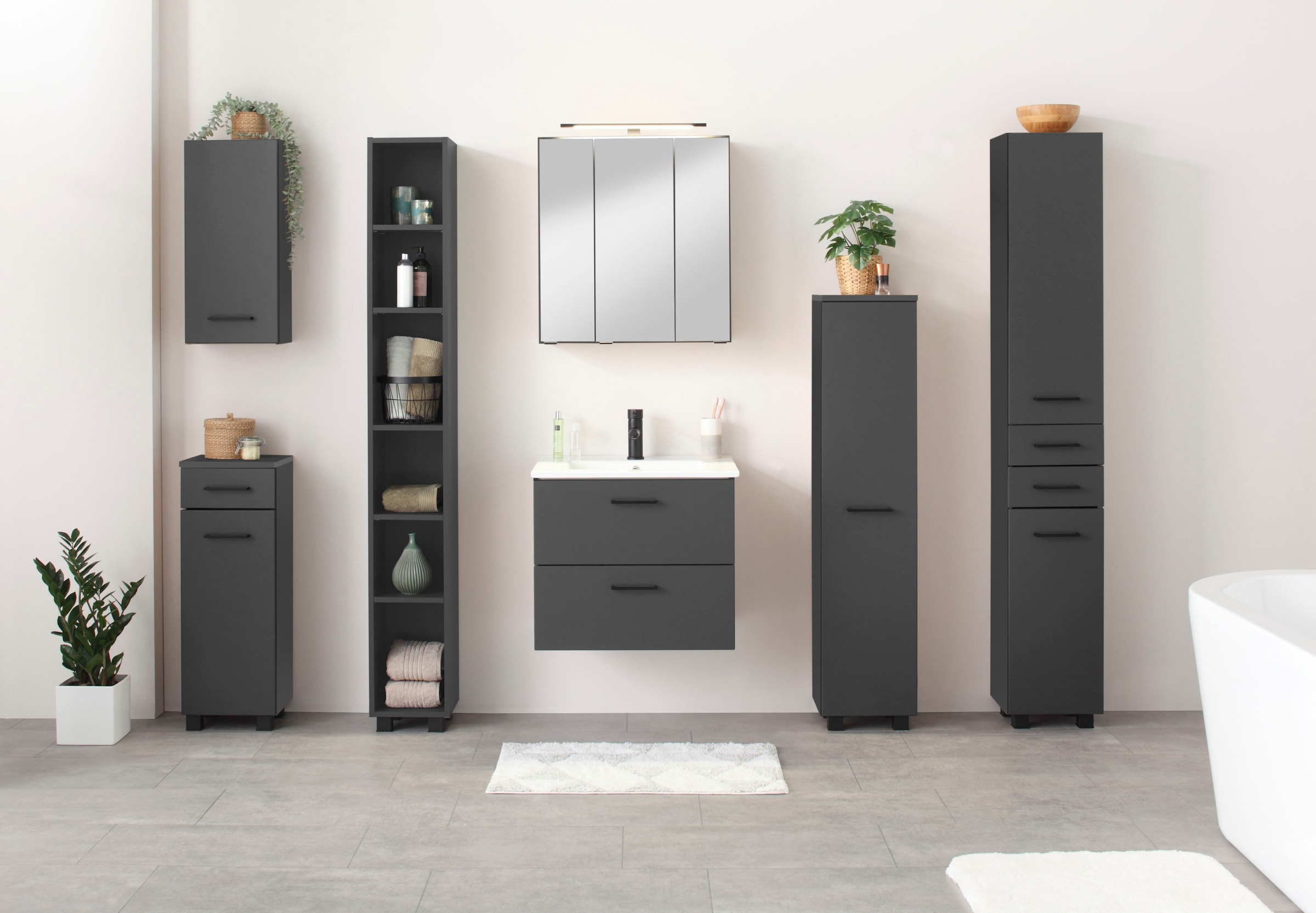 welltime Midischrank »Trento, verschiedene Ausführungen und Farben«, Badmöbel, Breite 30 cm, 1 Tür, Made in Germany