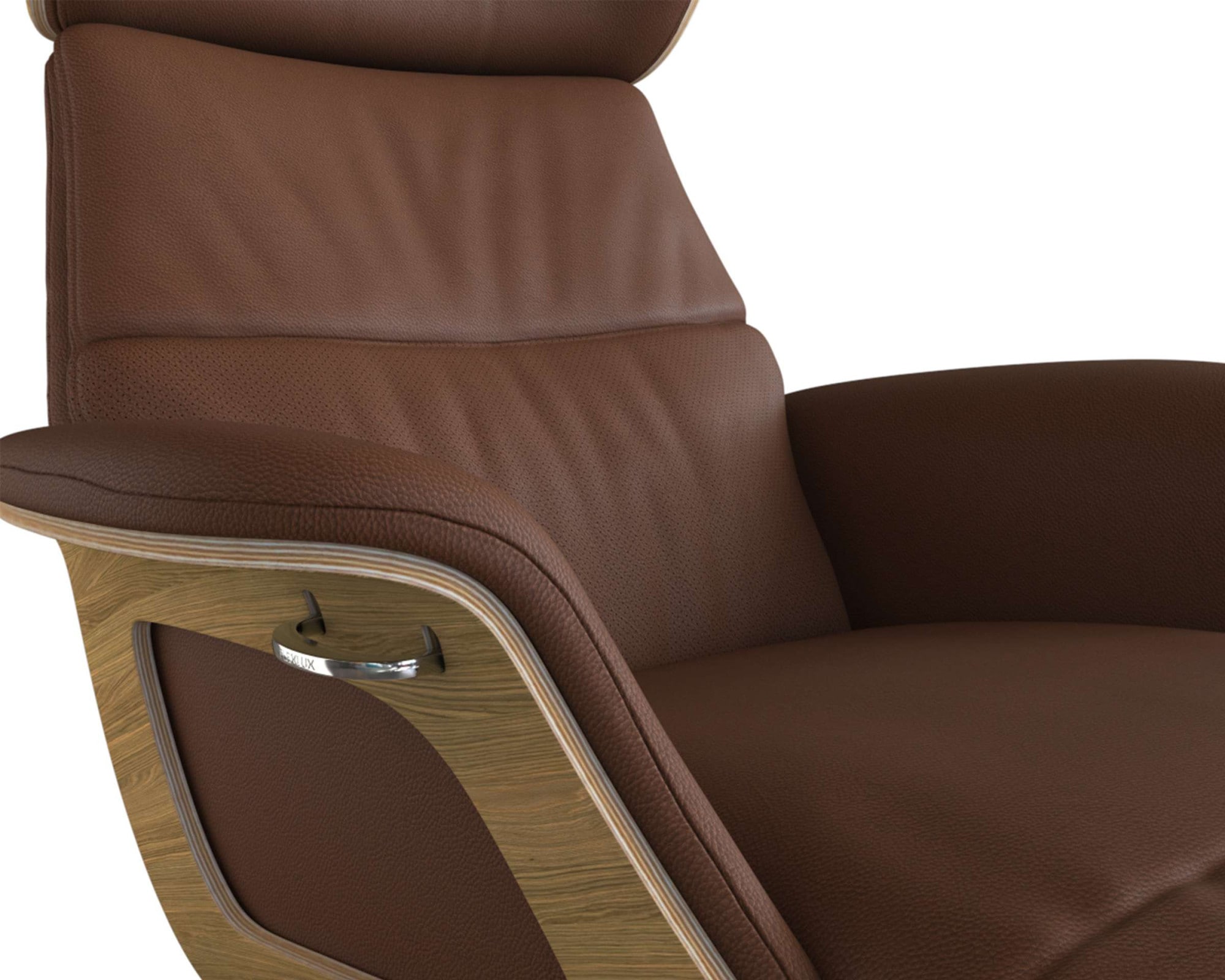 FLEXLUX Loungesessel »Clement Chaislongue, Relaxstuhl, Liegesessel,«, Rücken- & Kopfteilverstellung, Armlehne, Eiche geölt, Fuß Alu