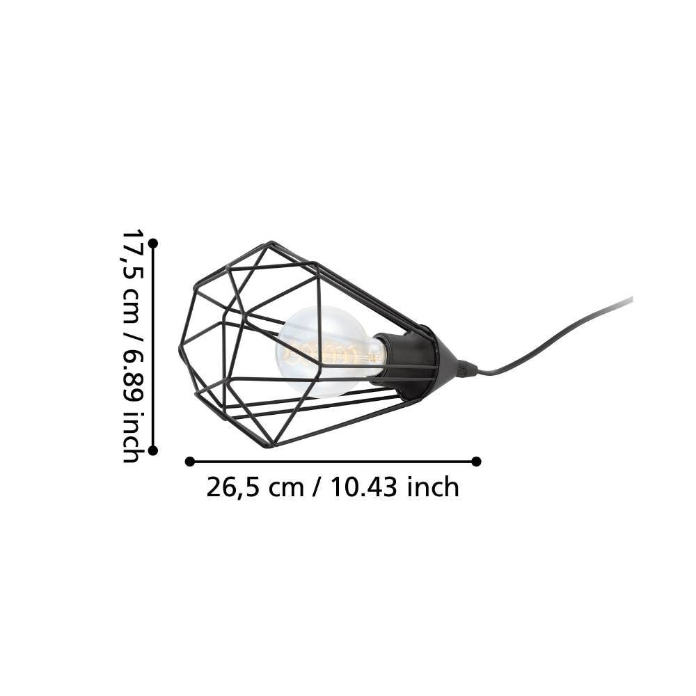 EGLO Tischleuchte »TARBES Tischlampe, Vintage, Retro, Stahl, schwarz E27«, 1 flammig, Leuchtmittel E27 | ohne Leuchtmittel, Nachttischlampe, Esszimmer, Flur, Drahtgeflecht, 1flammig, 9x7x9cm
