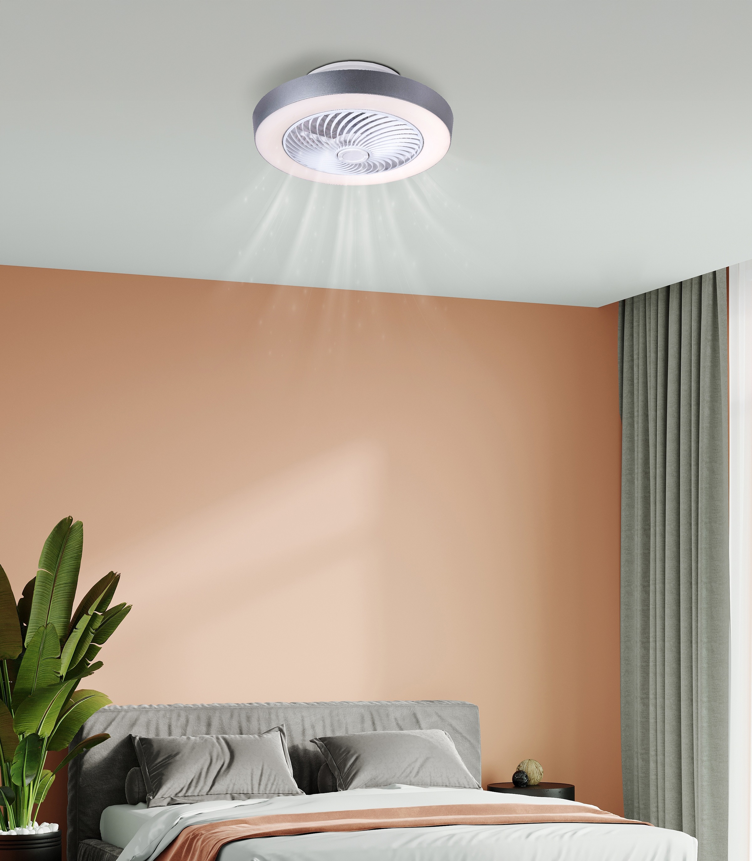 GLOBO LIGHTING Deckenleuchte »GHARRA« LED-Modul 1 Stk. warmweiß - kaltweiß Ventilator Funktionen kühlen CCT 2700-6500K weiß grau Wohnraumkühlung
