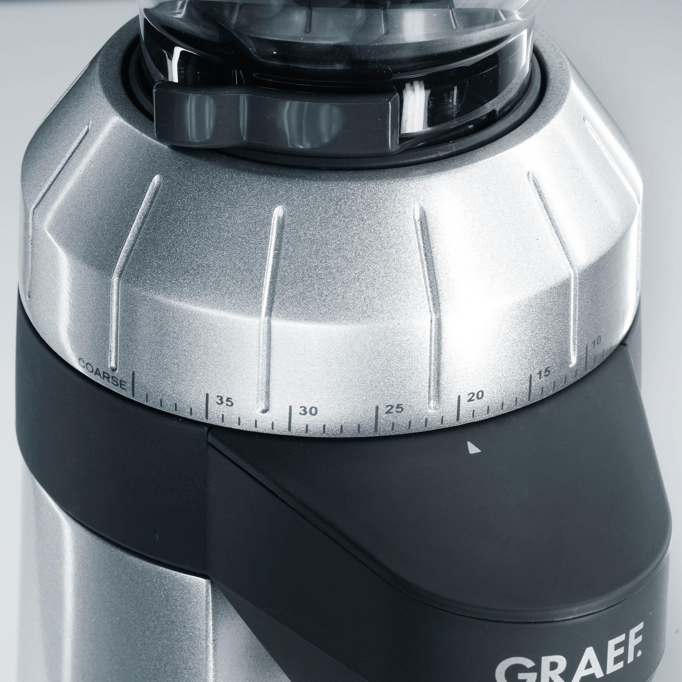 Graef Kaffeemühle »CM 800, Bohnenbehälter Raten Kegelmahlwerk, 120 W, auf kaufen silber«, 350 g