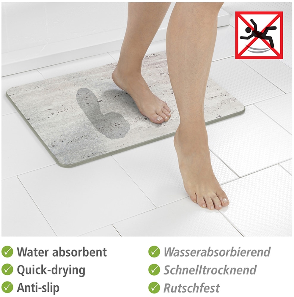 WENKO Badematte »Modell Puna«, schnell trocknend, rutschfest, stark wasserabsorbierend, aus Kieselgur
