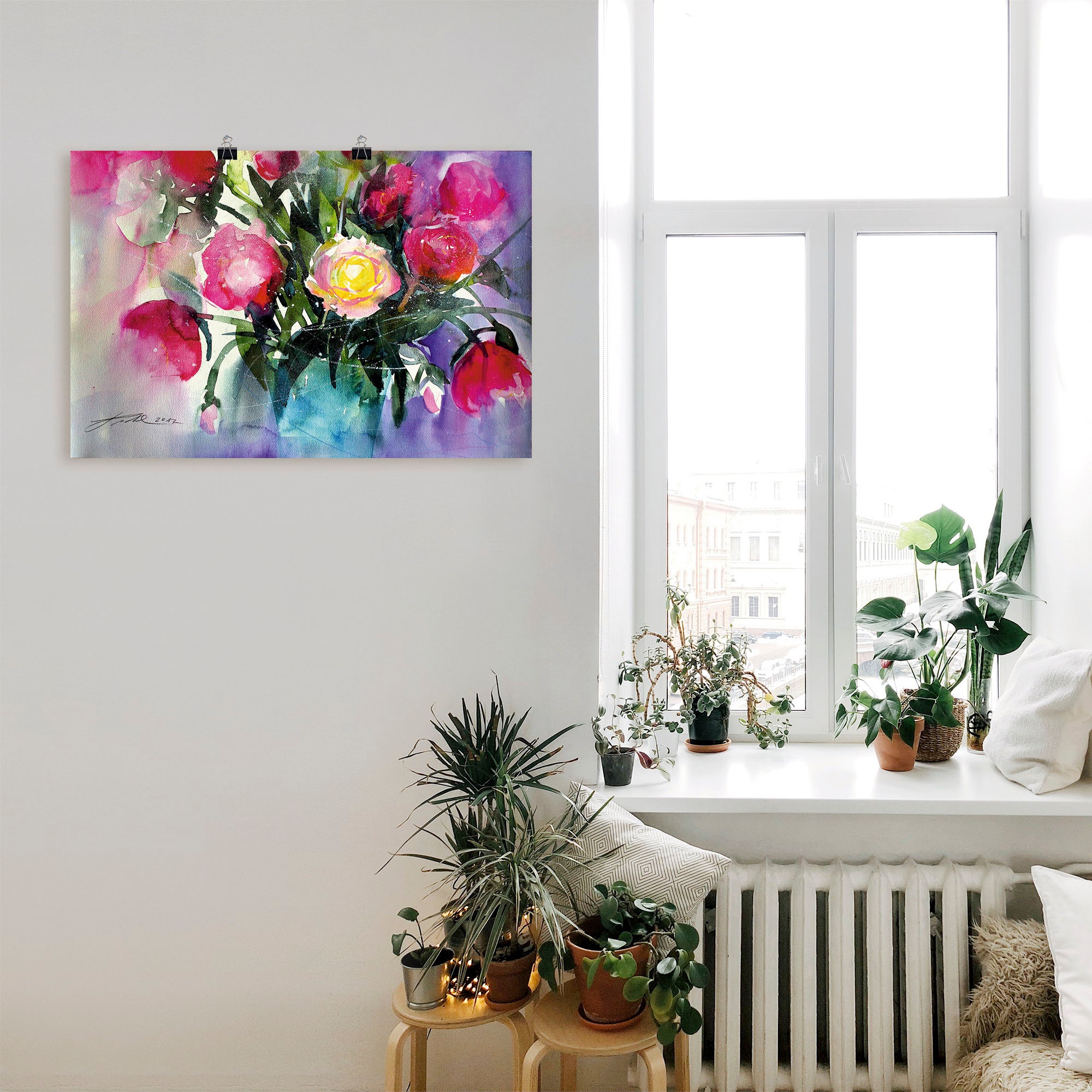 Artland Wandbild »Pfingstrosen in Vase«, Arrangements, (1 St.), als Leinwandbild, Poster in verschied. Größen