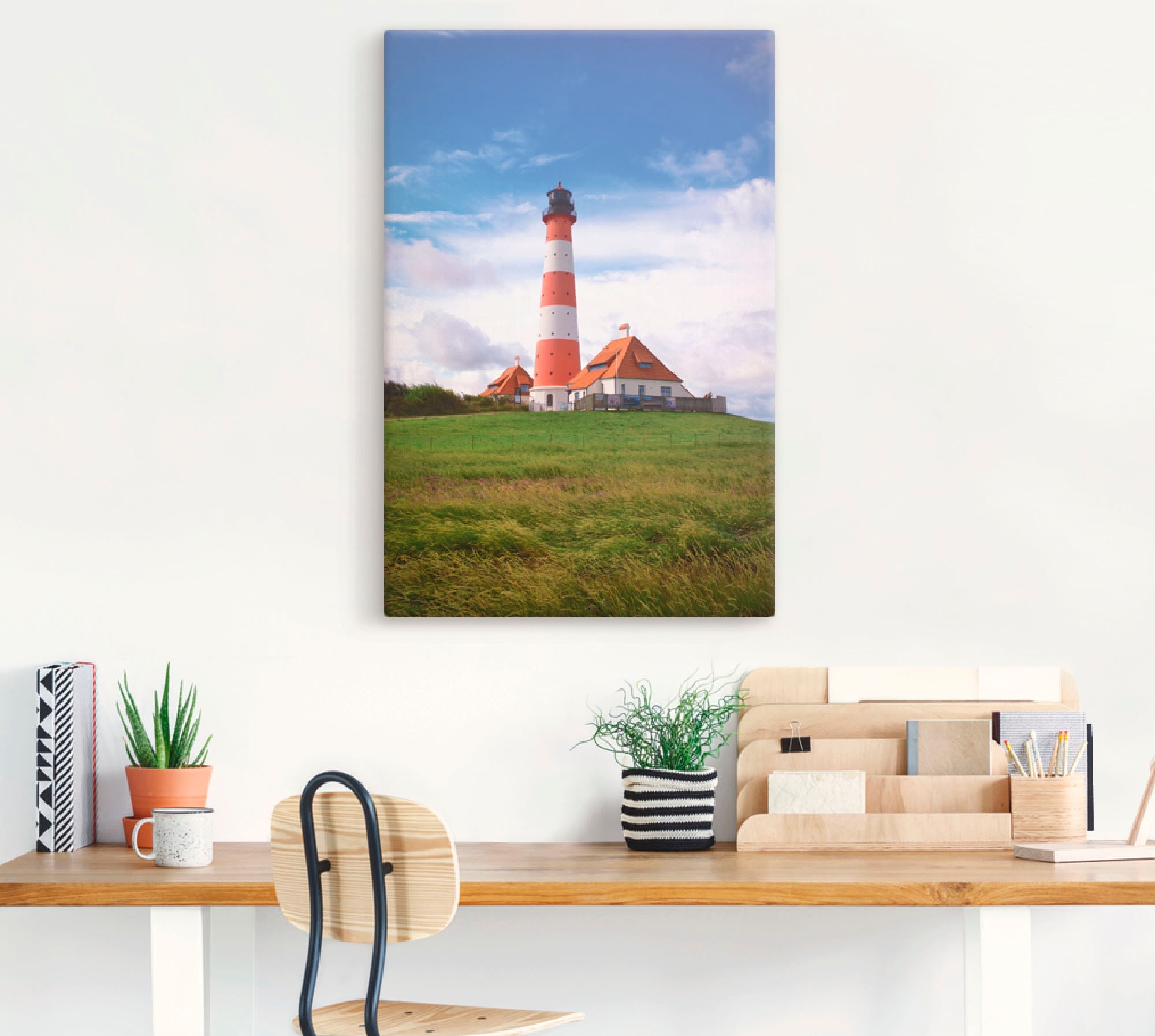 Artland Wandbild »Westerhever Leuchtturm«, Gebäude, (1 St.), als Alubild, Outdoorbild, Leinwandbild, Poster in verschied. Größen