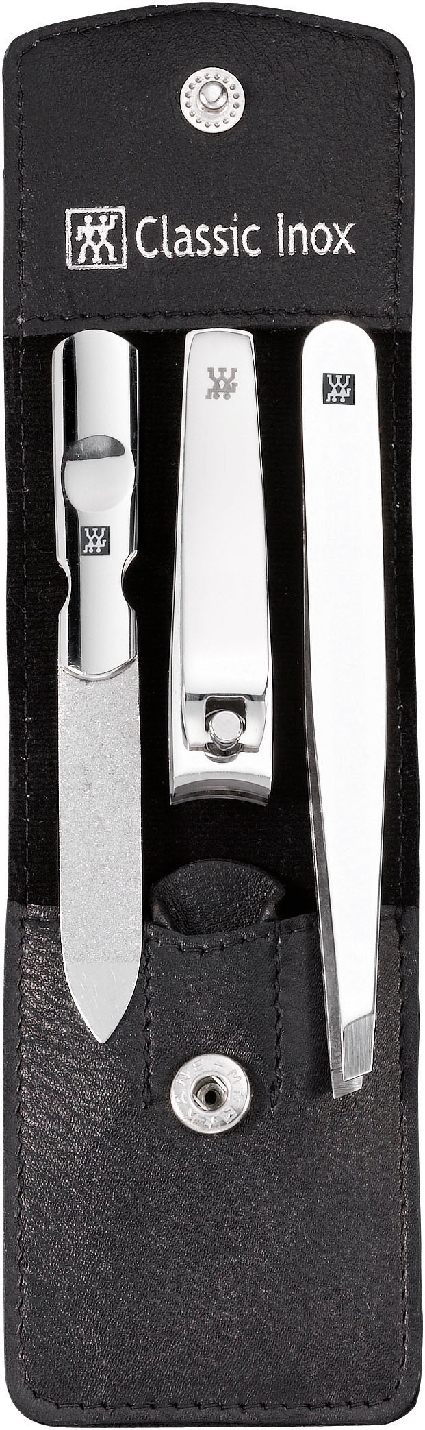 Zwilling Maniküre-Etui »CLASSIC INOX DRUCKKNOPF-ETUI ANTHRAZIT«, (3 tlg.), mit Nagelknipser