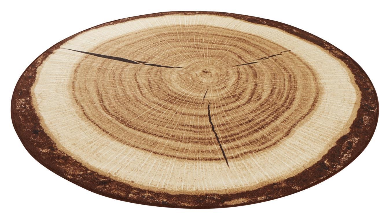 HANSE Home Teppich »Baumstamm«, rund, 6 mm Höhe, Holz Optik, Natur, Rutschfest, Wohnzimmer, Schlafzimmer, Esszimmer
