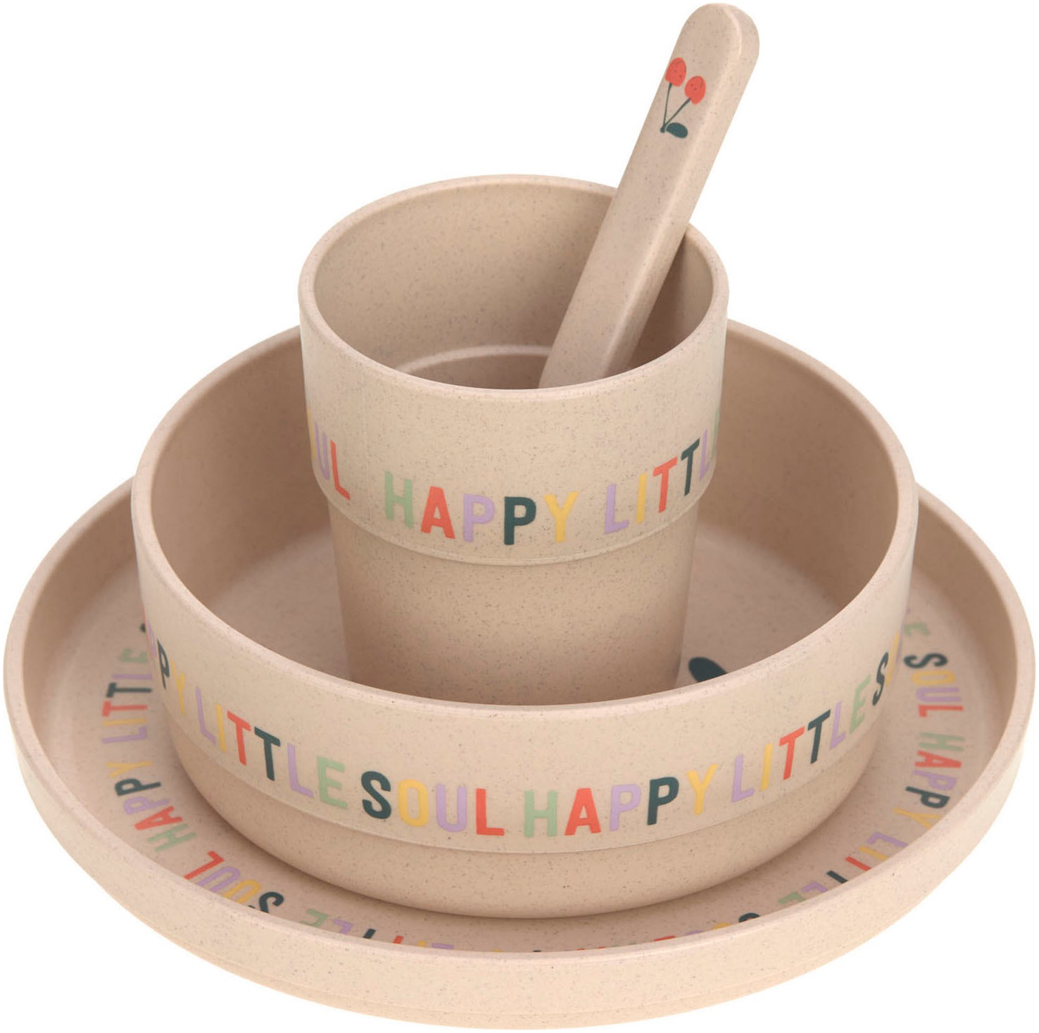 LÄSSIG Kindergeschirr-Set »Happy Fruits, Cherry«, (Set, 4 tlg.)