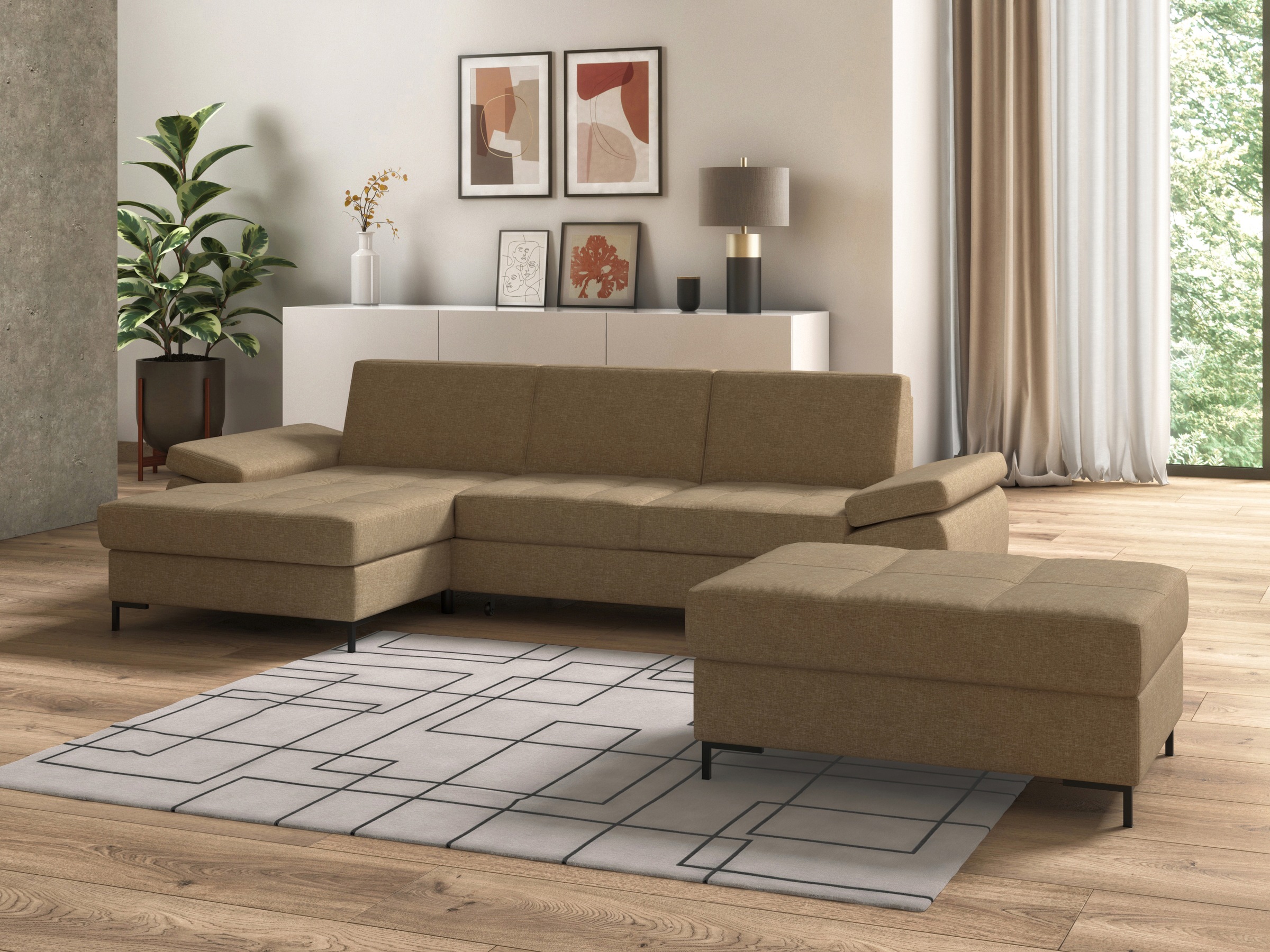 DOMO collection Ecksofa »Capelo L-Form«, mit Armteilverstellung, wahlweise mit Bettfunktion, Federkern