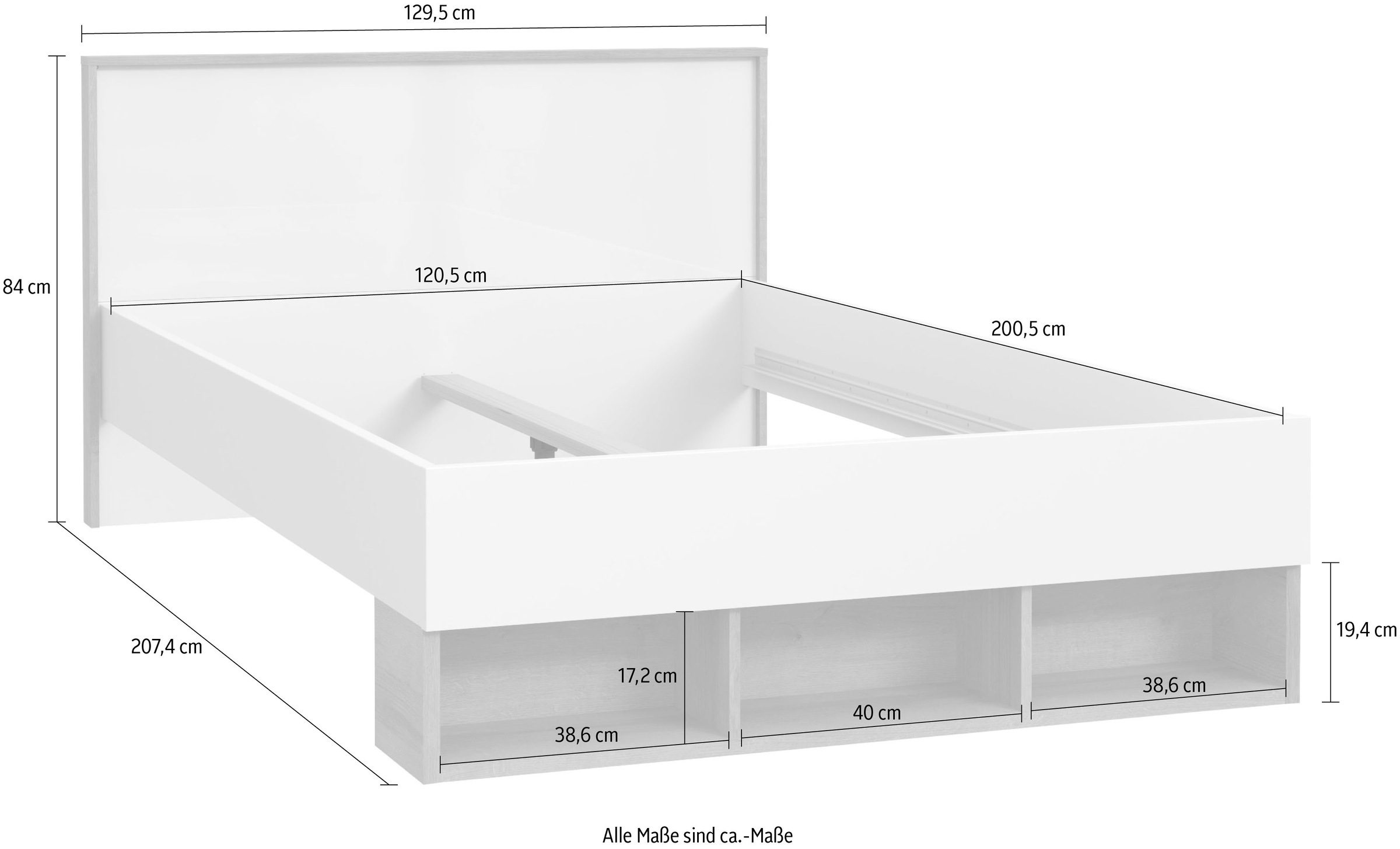 9. Bild von FORTE Bettgestell »Chicory«, mit Regalelement und Kopfteil mit Hochglanz-Fläche