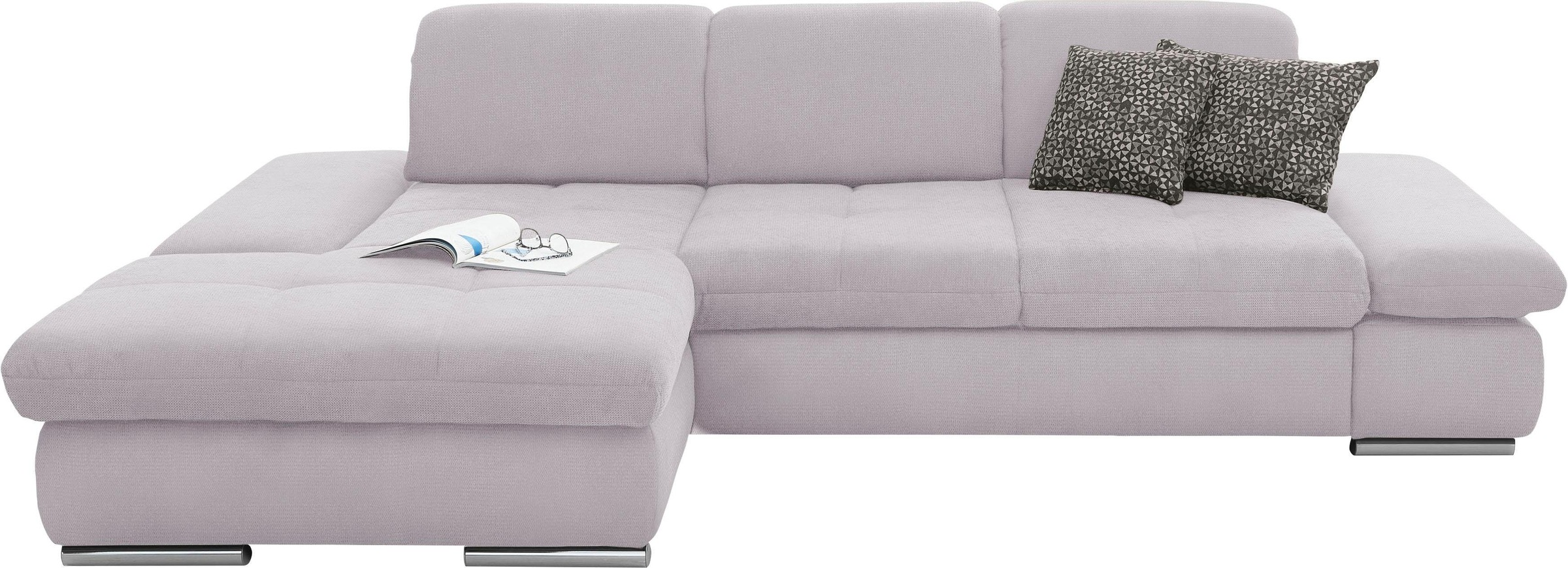 set one by Musterring Ecksofa »SO4100 V«, mit verstellbaren Kopfteilen, wahlweise mit Funktionen, Cord-Bezug