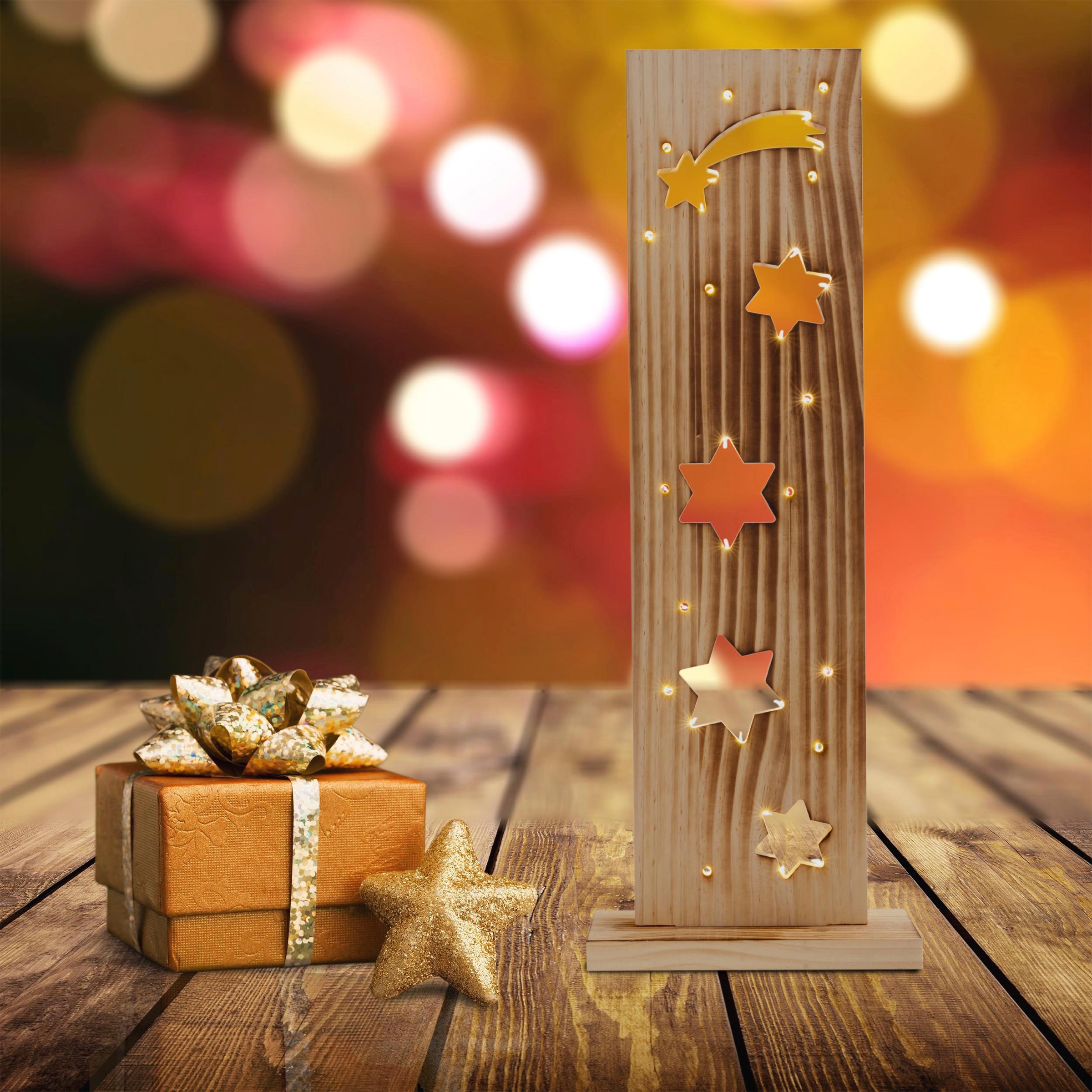 näve LED Dekoobjekt »Sterne, Weihnachtsdeko aus Holz«, Leuchtmittel LED-Boa günstig online kaufen